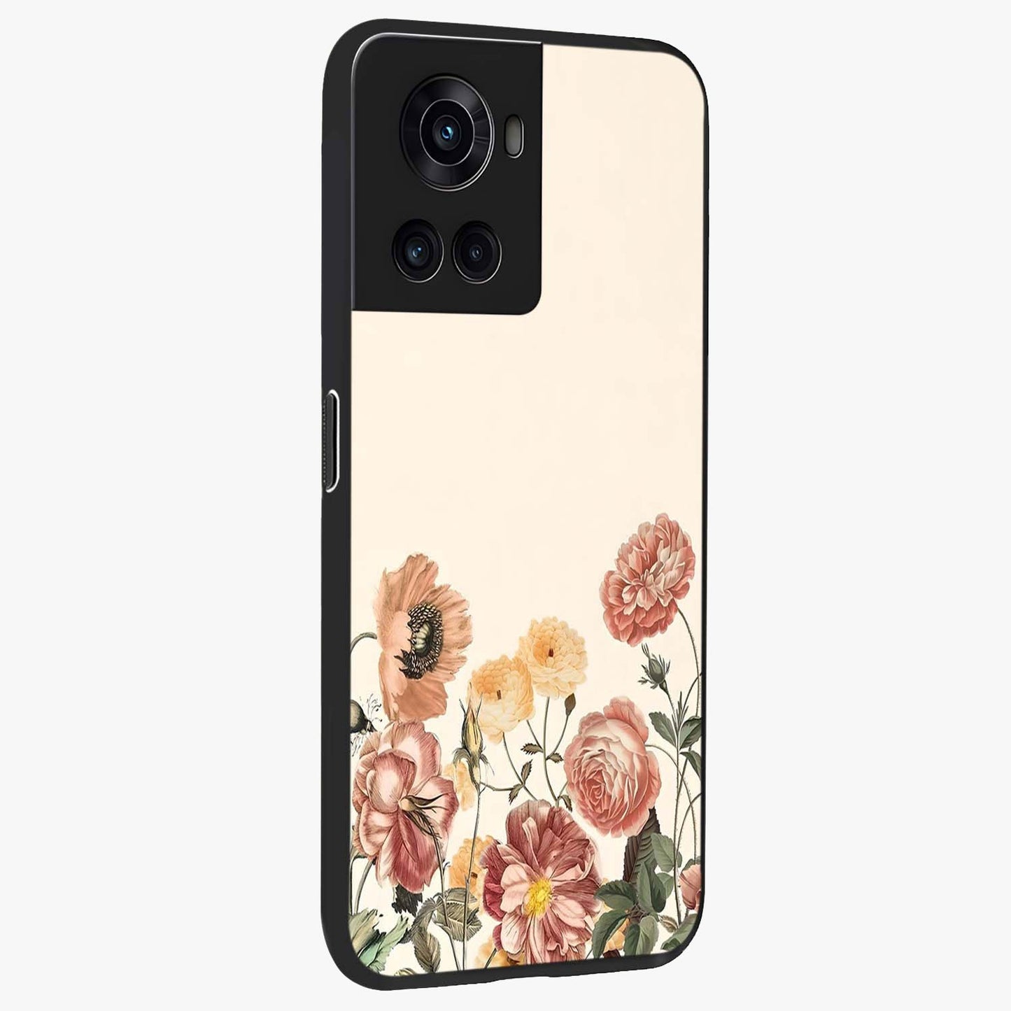 Timeless Garden Romance Glass Case for 1+10R side perspective highlighting delicate bloom textures and smooth build