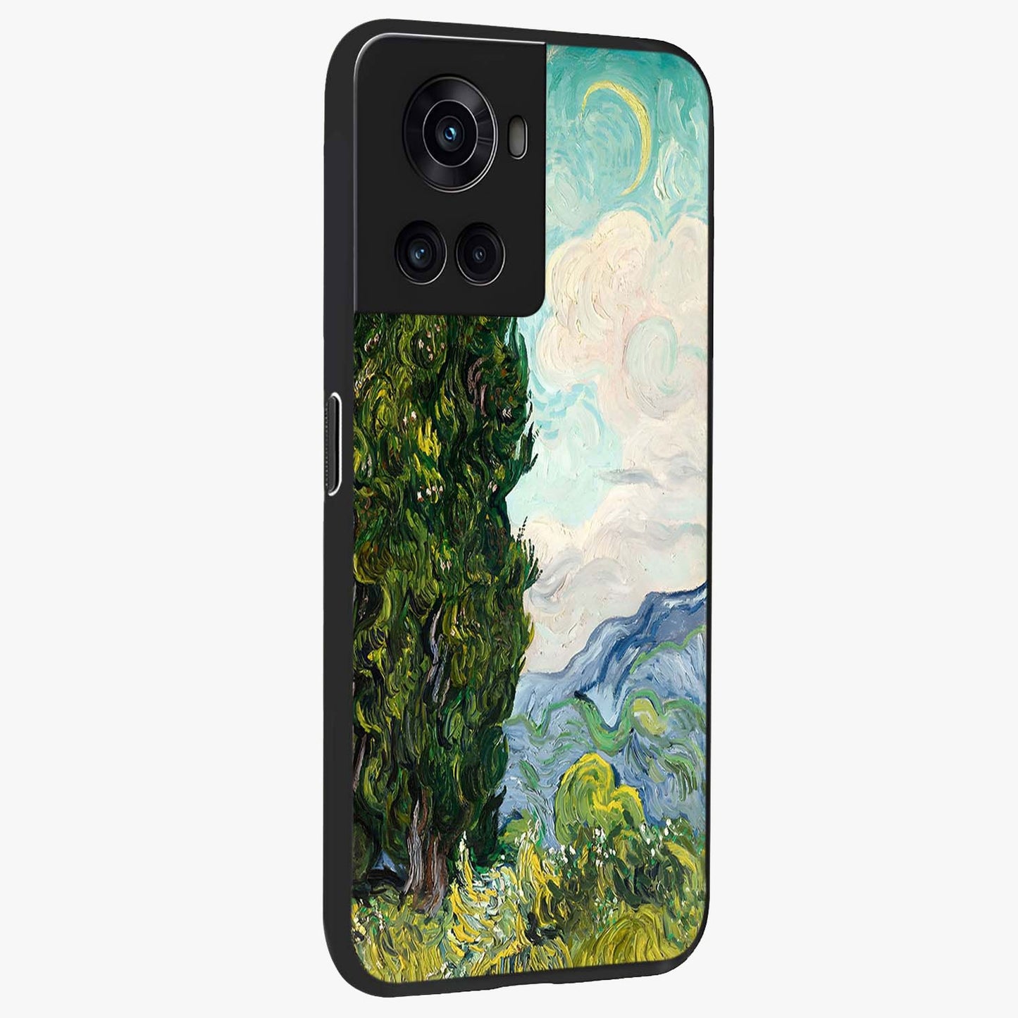 Van Gogh Vintage Art Glass Case for 1+10R side perspective highlighting textured detailing and sleek premium build