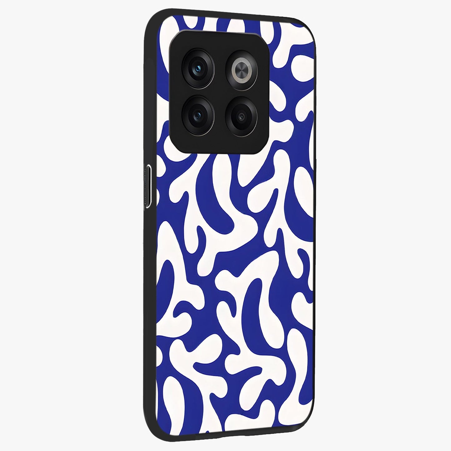 Abstract Coral Waves Glass Case for 1+10T side perspective highlighting dynamic wave patterns and premium build