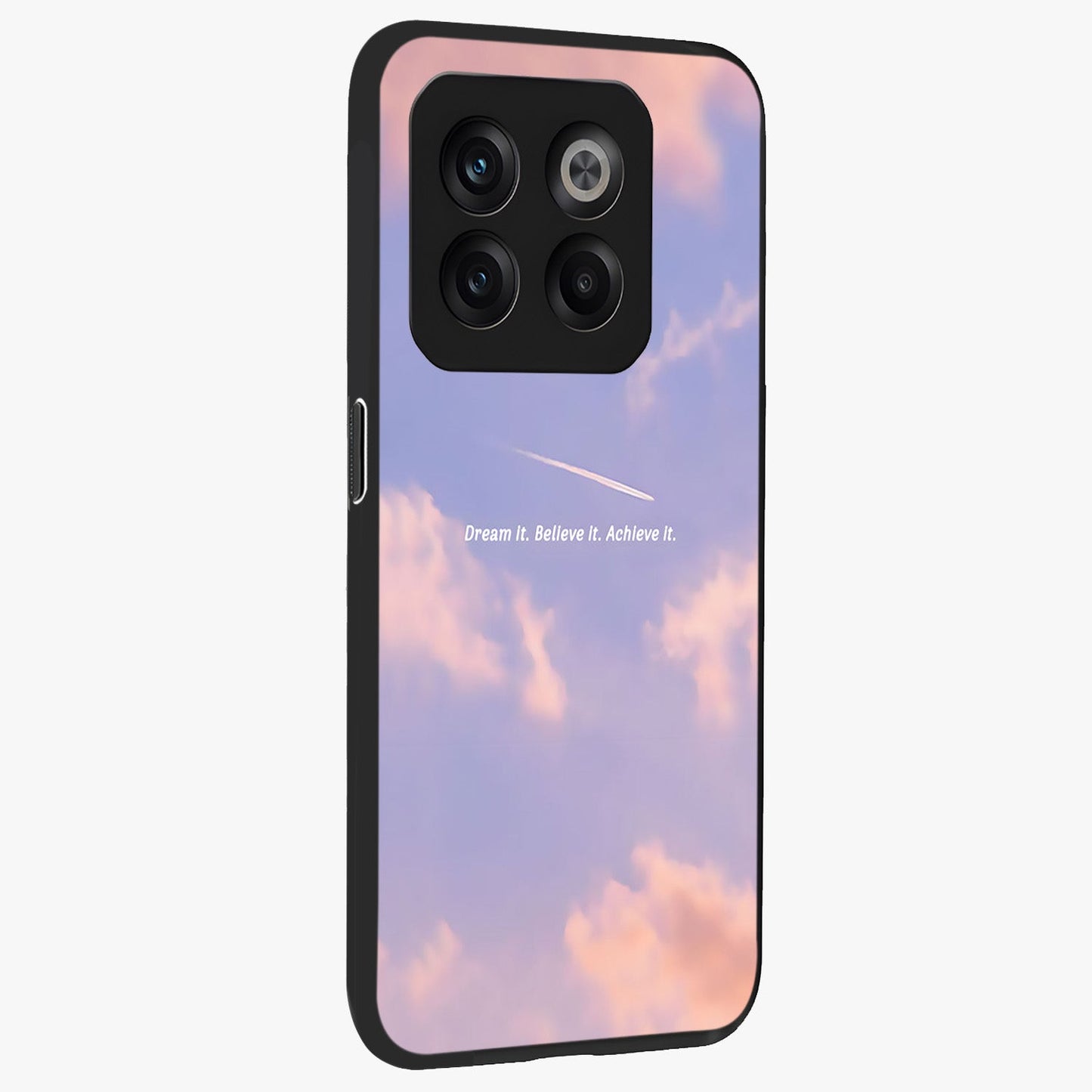 Aesthetic Clouds Dream Glass Case for 1+10T side perspective highlighting smooth edges and dreamy cloud details