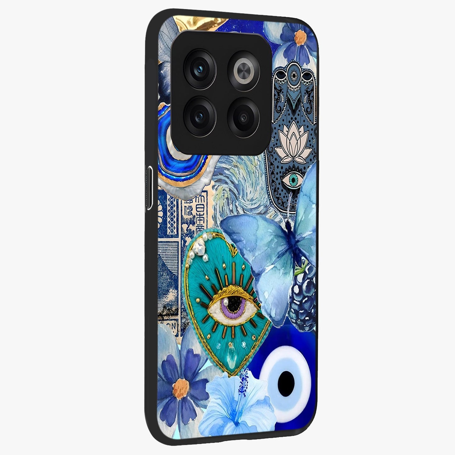Audrey Zivan Glass Case for 1+10T side perspective highlighting sleek build and premium print detailing