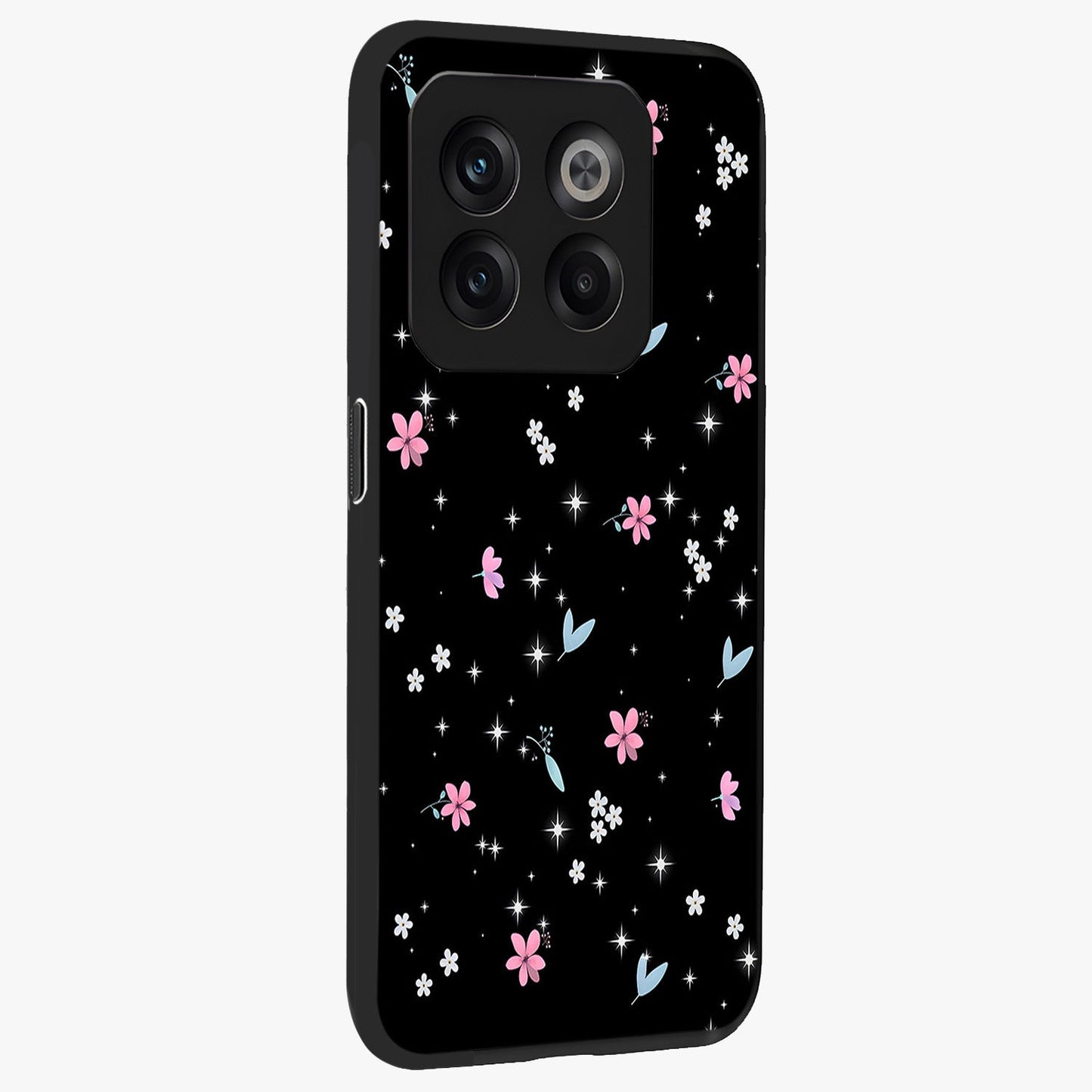 Black Aesthetic Wallpapers Glass Case for 1+10T side perspective highlighting sleek edges and premium dark design