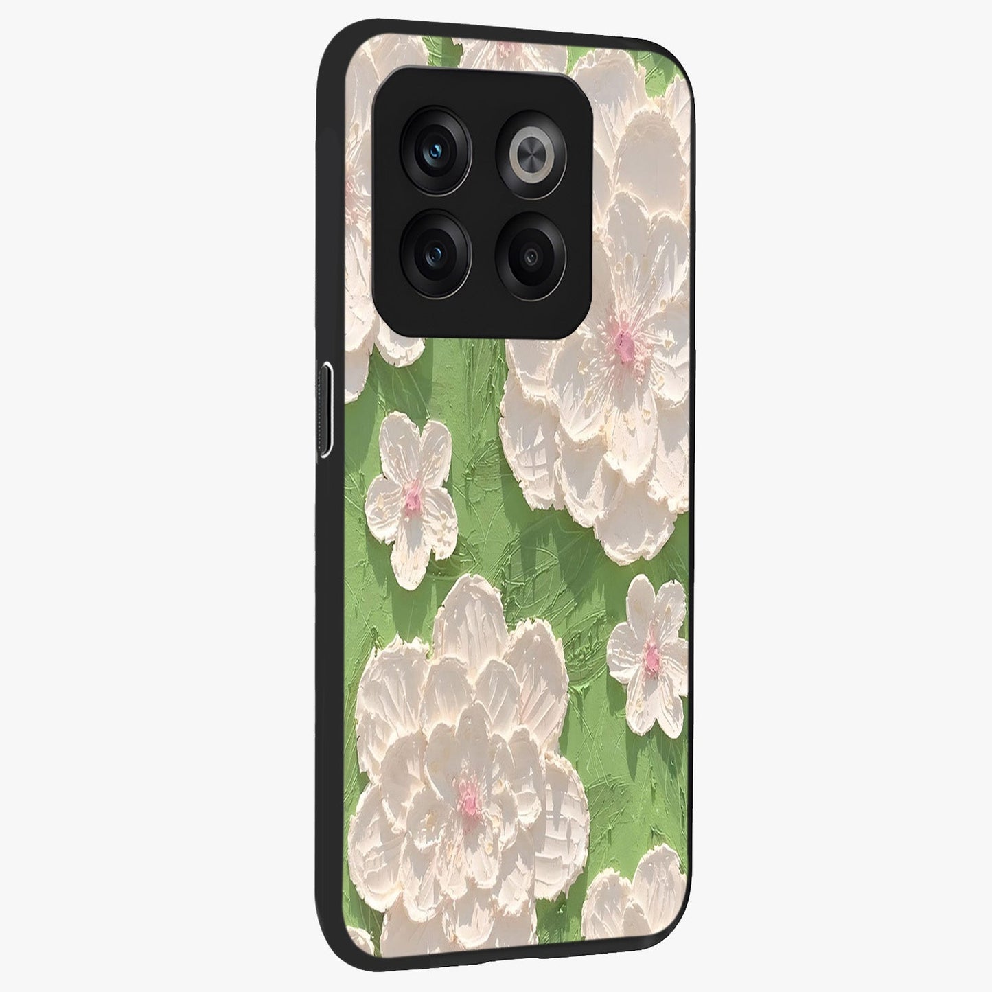 Blossom Meadow Dreams Glass Case for 1+10T side perspective highlighting serene floral design and smooth edges