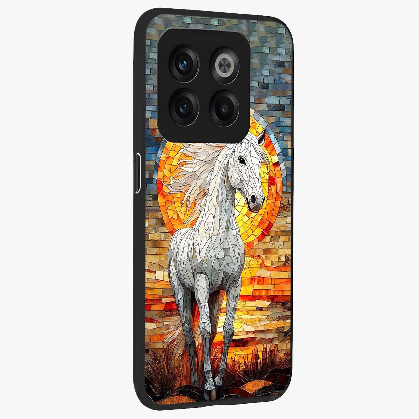 Elected Horse Glass Case for 1+10T side perspective highlighting strong textures and sleek premium build