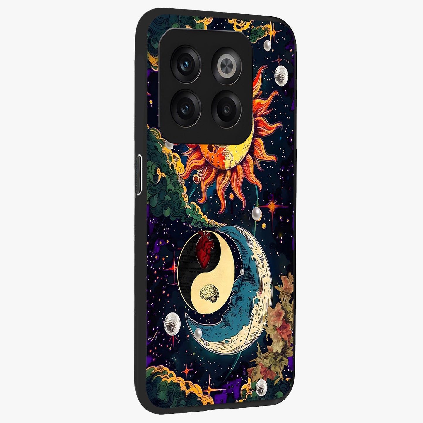 Future Universe Glass Case for 1+10T side perspective highlighting dynamic galaxy textures and premium edges