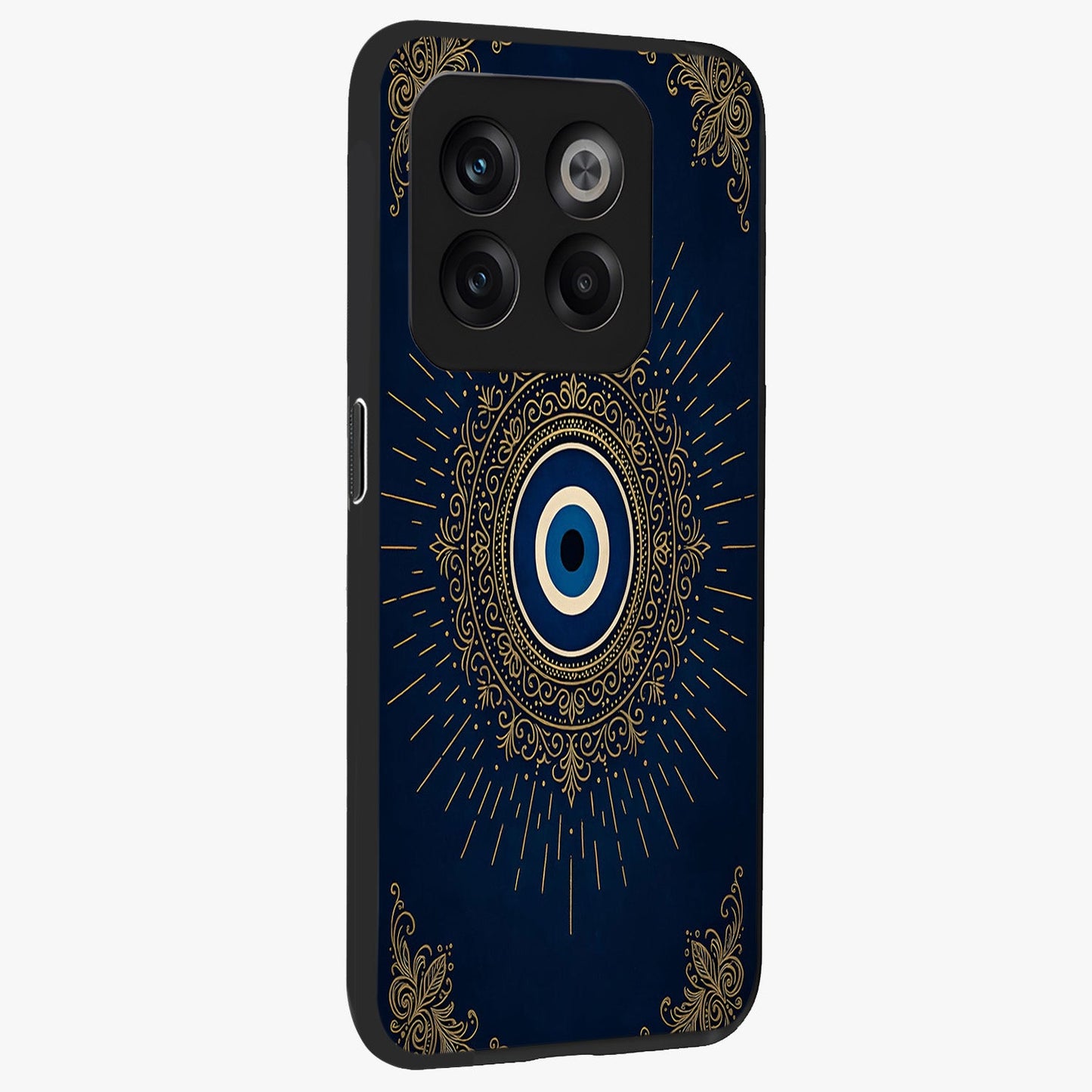 Golden Heart Glow Glass Case for 1+10T side perspective highlighting smooth heart detailing and premium edges