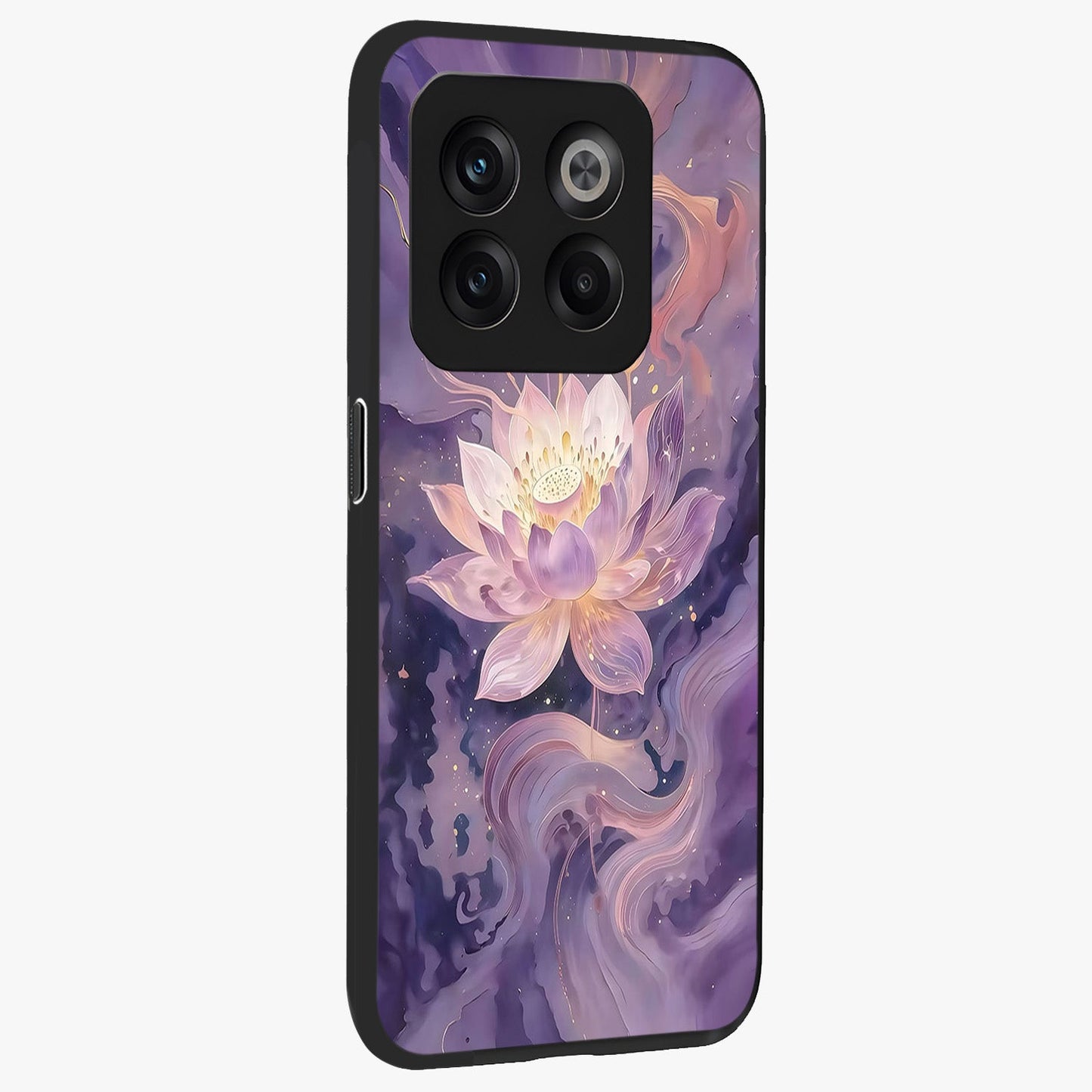Lavender Lotus Muse Glass Case for 1+10T side perspective highlighting serene lotus textures and premium edges