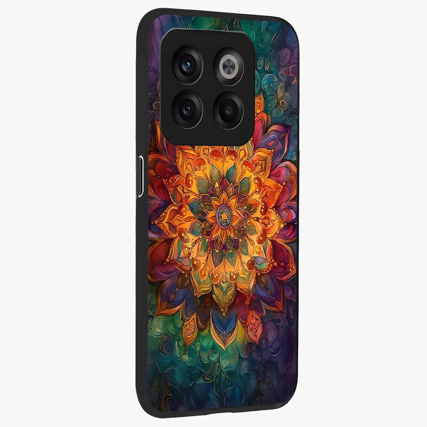 Mandala Vibrants Glass Case for 1+10T side perspective highlighting vibrant ornamental textures and premium edges