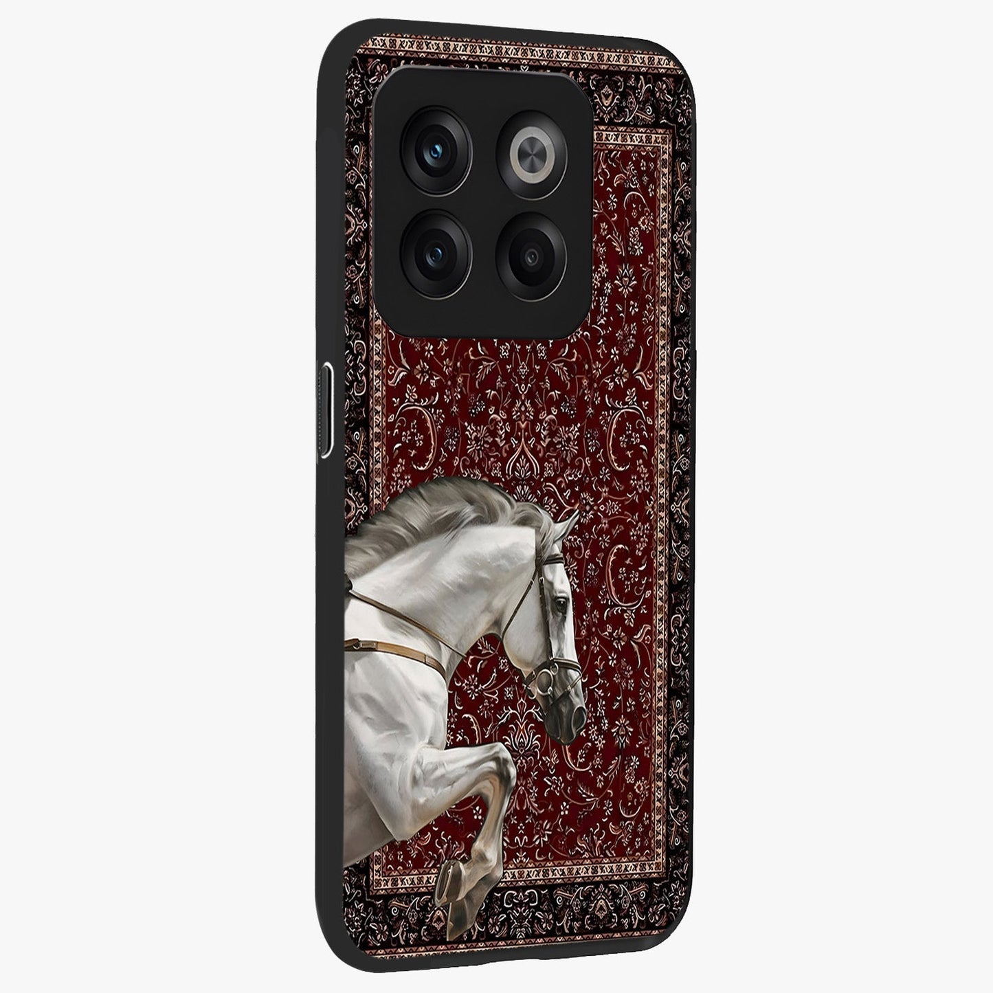 Royal Rider Tapestry Glass Case for 1+10T side perspective highlighting intricate textures and premium edges