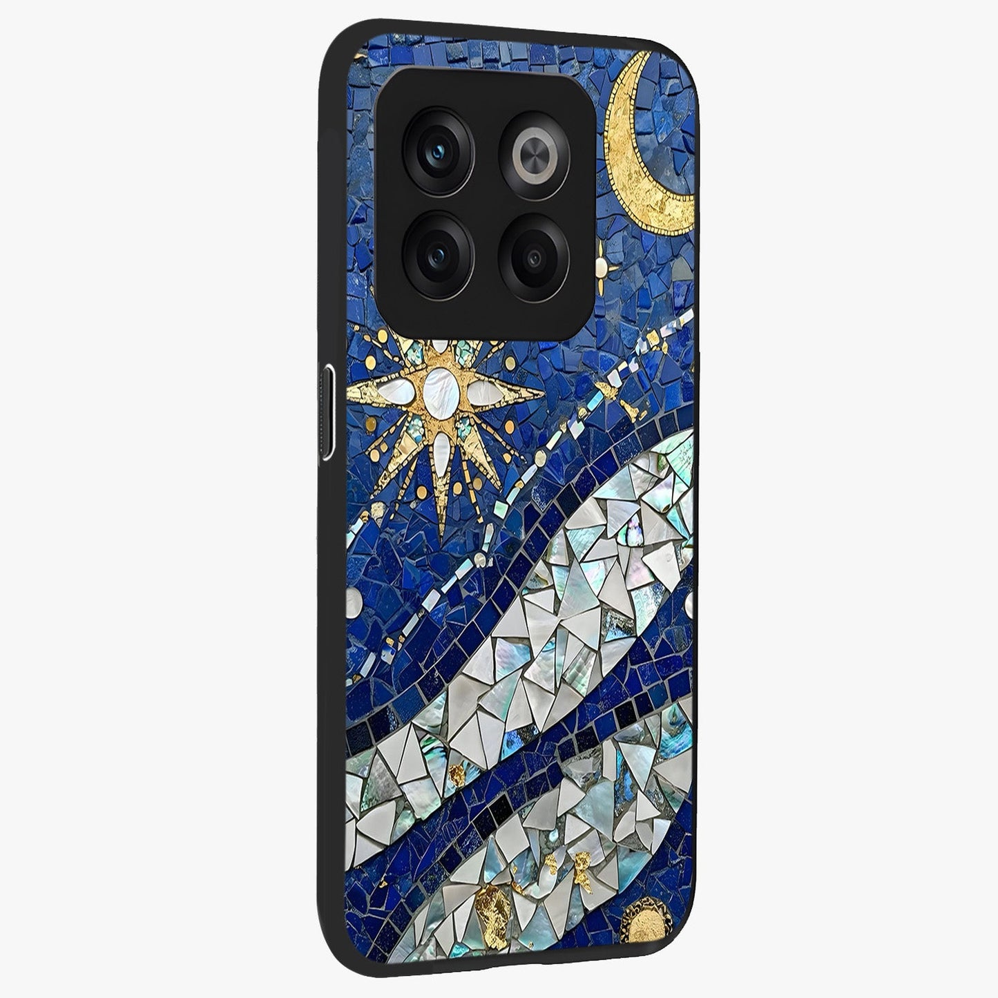 Serene Crane Flight Glass Case for 1+10T side perspective highlighting delicate feather textures and premium edges