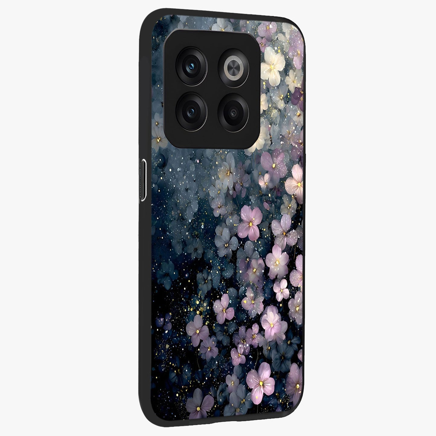 Starlit Blossom Dreams Glass Case for 1+10T side perspective highlighting delicate bloom textures and smooth build