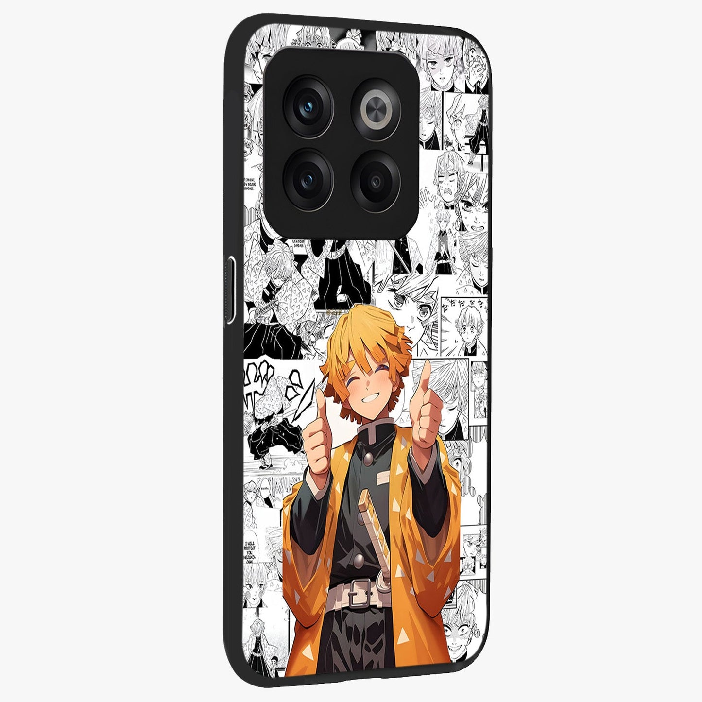 Thunder Smile Hero Glass Case for 1+10T side perspective highlighting dynamic textures and premium edges