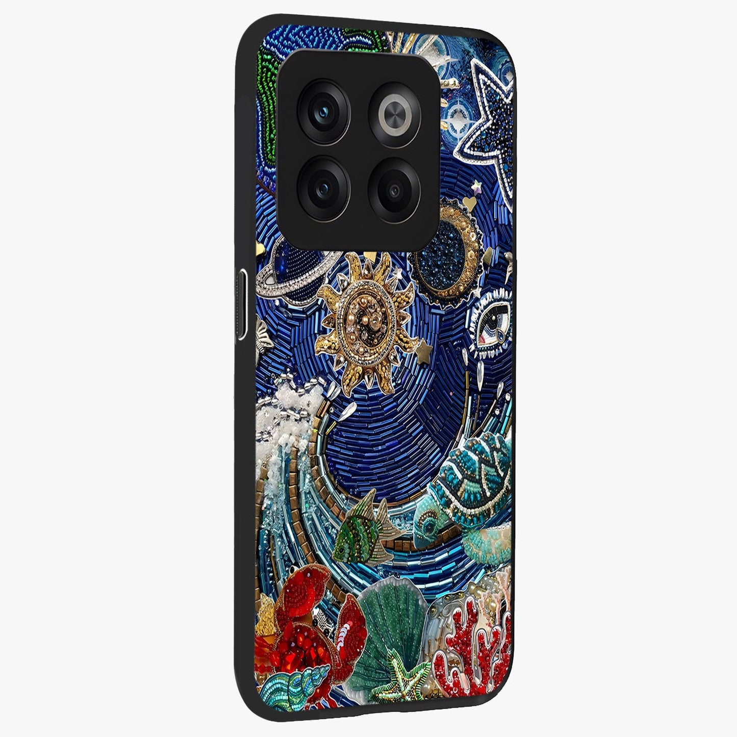 Universe Underwater Spark Glass Case for 1+10T side perspective highlighting luminous textures and smooth build