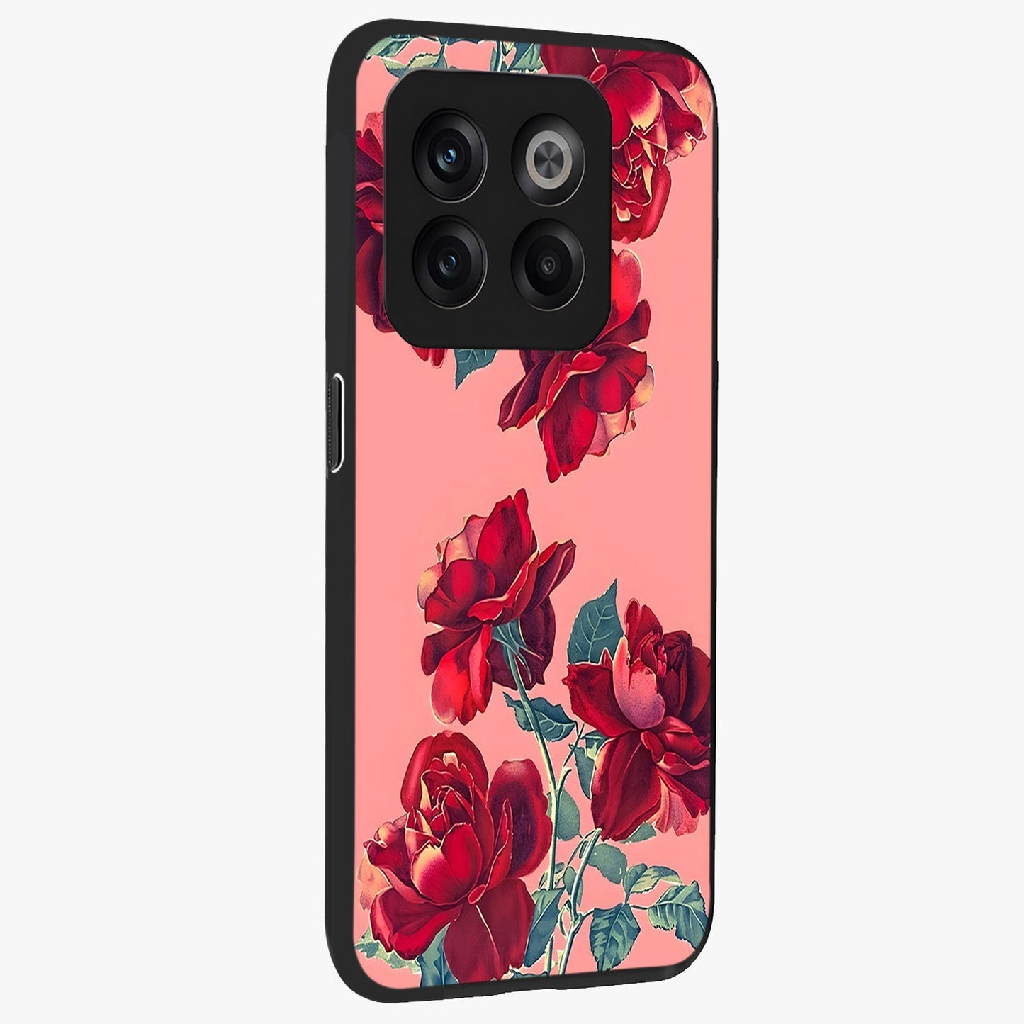 Vintage Rose Beauty Glass Case for 1+10T side perspective highlighting refined floral textures and smooth premium build