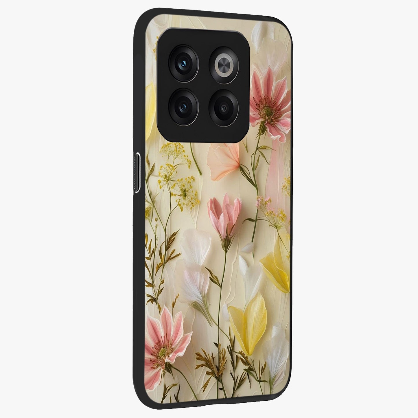 Whispering Petal Harmony Glass Case for 1+10T side perspective highlighting refined textures and premium edges