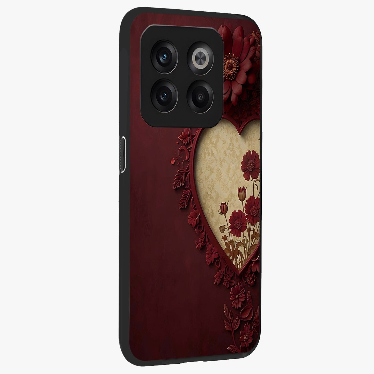 Wine Heart Vintage Art Glass Case for 1+10T side perspective highlighting classic textures and premium edges