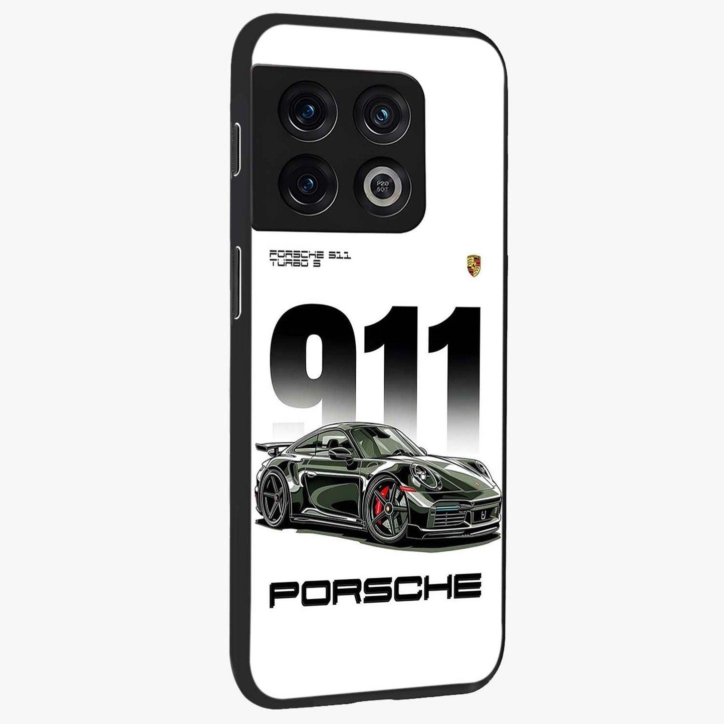 911 Turbo Dominance Glass Case upright perspective showcasing powerful racing design and modern automotive aesthetic.