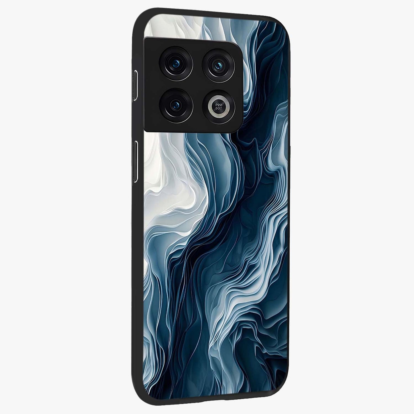 Ethereal Paper Marble Glass Case upright view showcasing smooth marble artwork with refined minimalist theme.