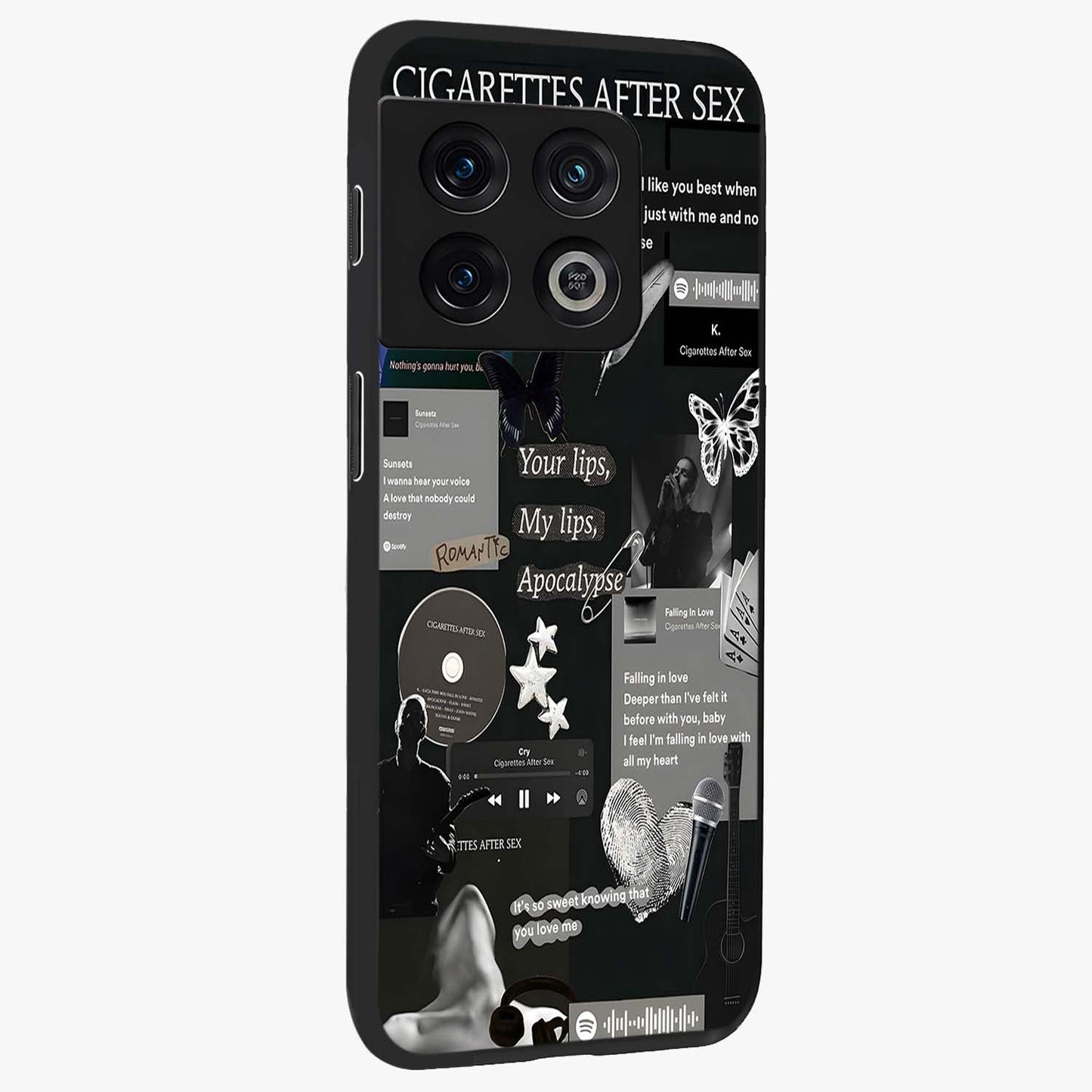 Midnight Love Echo Glass Case upright view showcasing expressive romantic artwork with dreamy midnight theme.