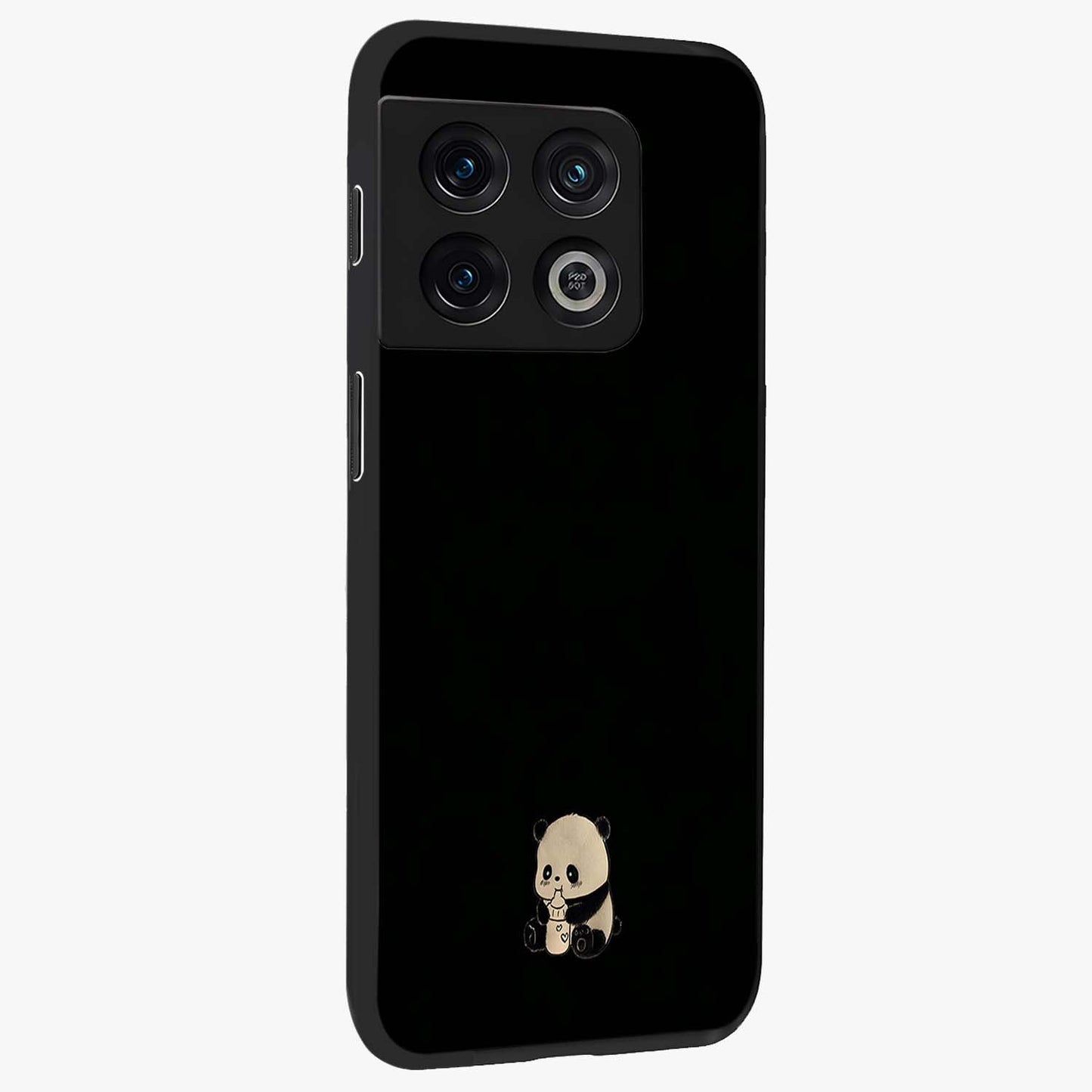 Midnight Panda Love Glass Case upright view showcasing charming panda artwork with playful romantic theme.