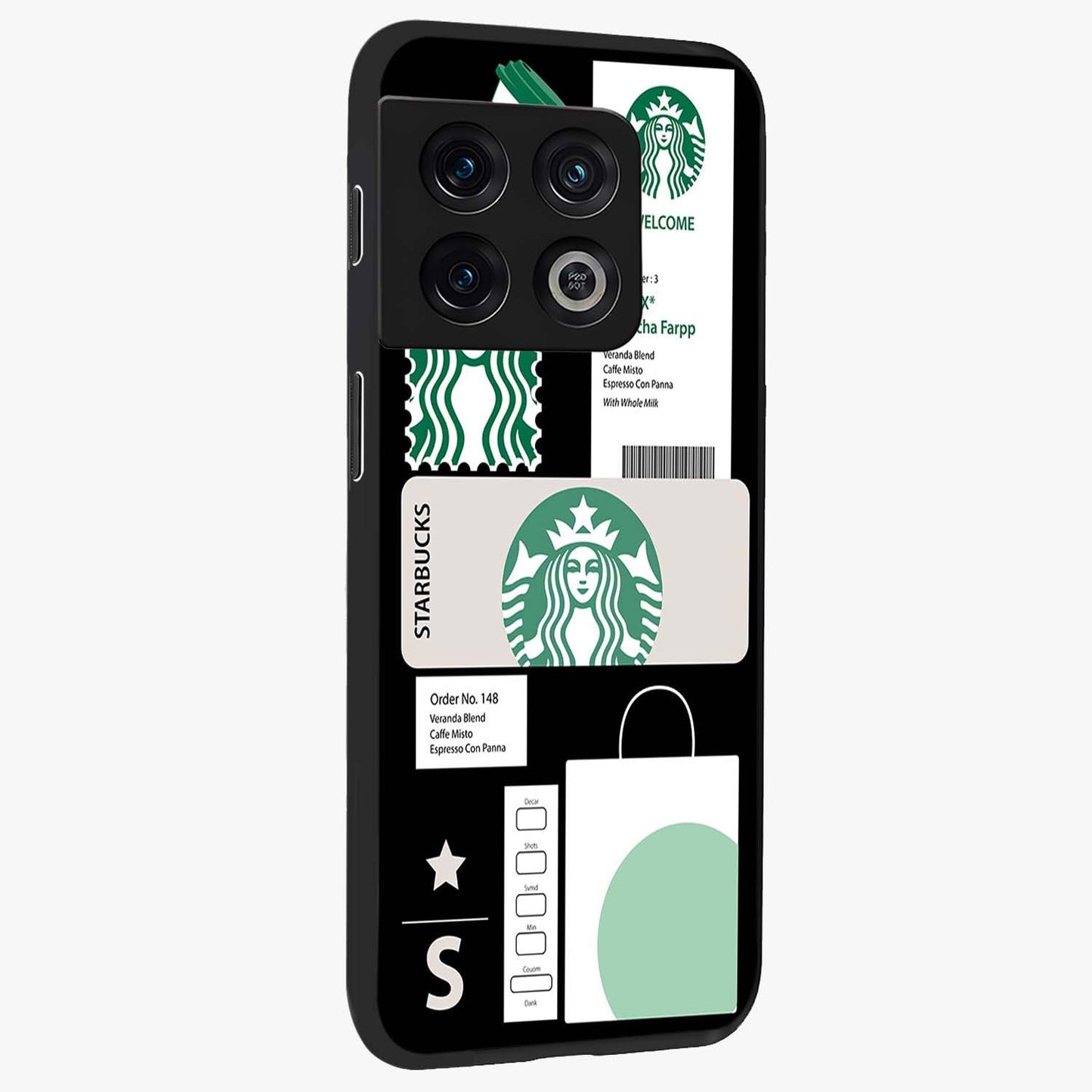 Starbucks Mocha Glass Case upright view showcasing trendy coffee inspired artwork with modern lifestyle theme.