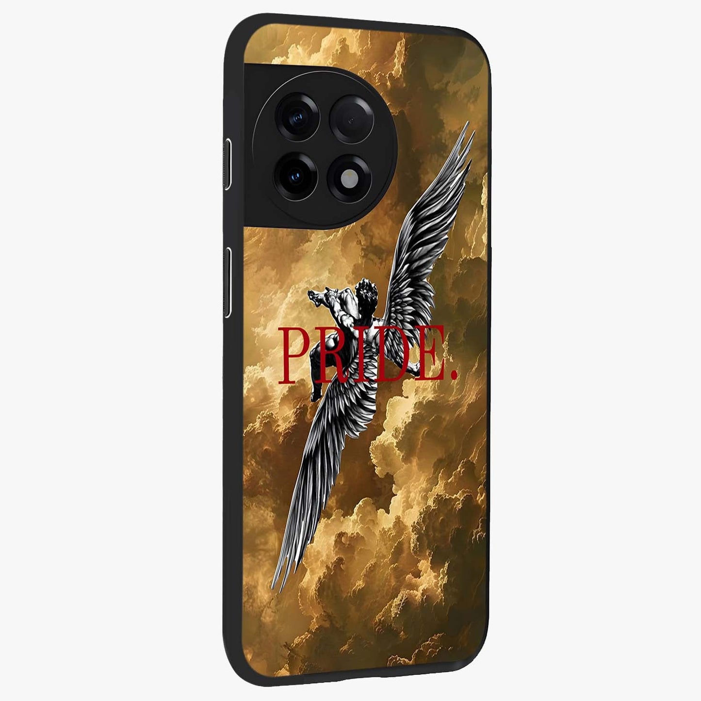 Celestial Fallen Pride Glass Case for 1+11R side perspective highlighting deep space textures and premium edge finish