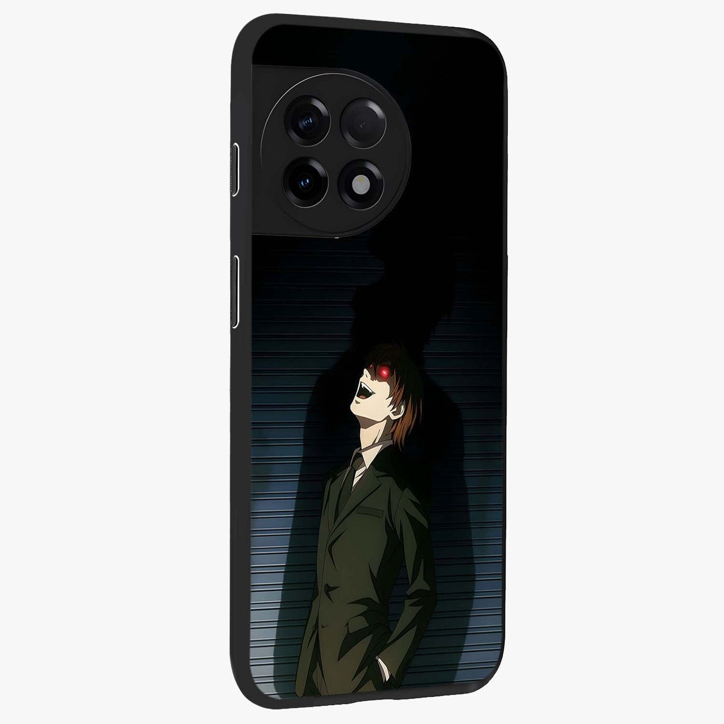 Crimson Shadow King Glass Case for 1+11R side perspective highlighting dramatic contrast and premium finish