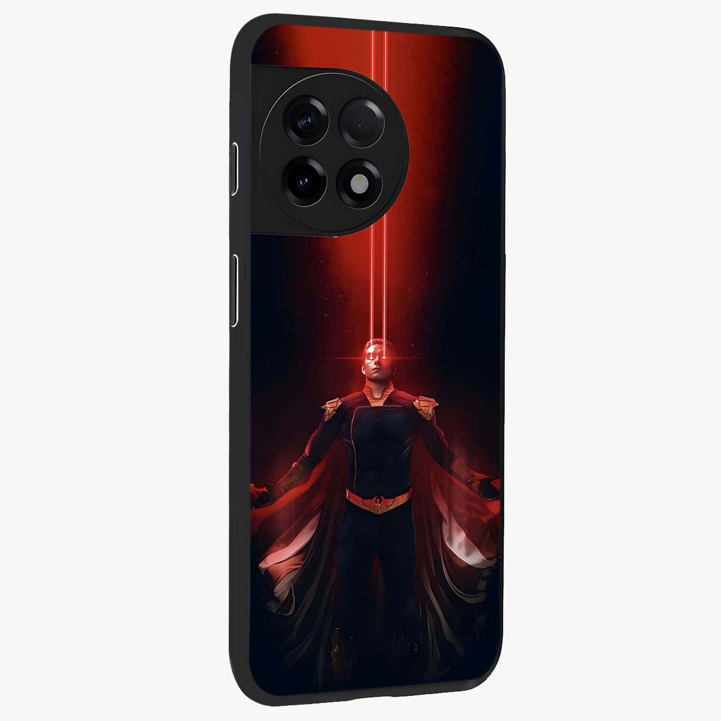 Crimson Vision Ascension Glass Case for 1+11R side perspective highlighting intense color depth and sleek build