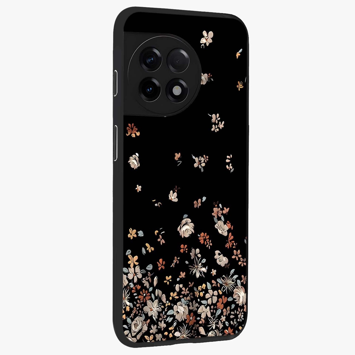 Dark Petal Aesthetic Glass Case for 1+11R side perspective highlighting refined textures and premium edge finish