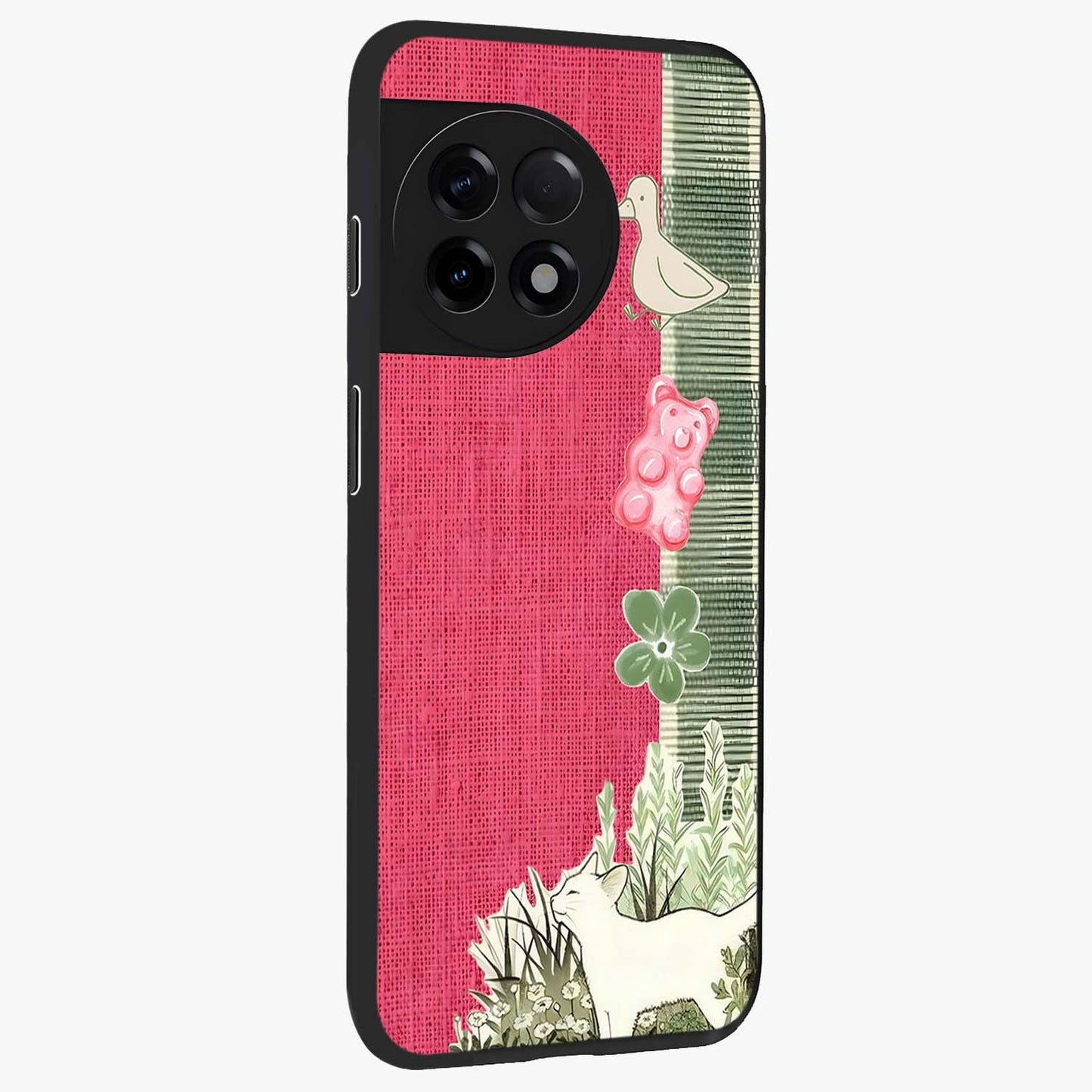 Fabric Patterns Glass Case for 1+11R side perspective highlighting woven texture design and smooth build