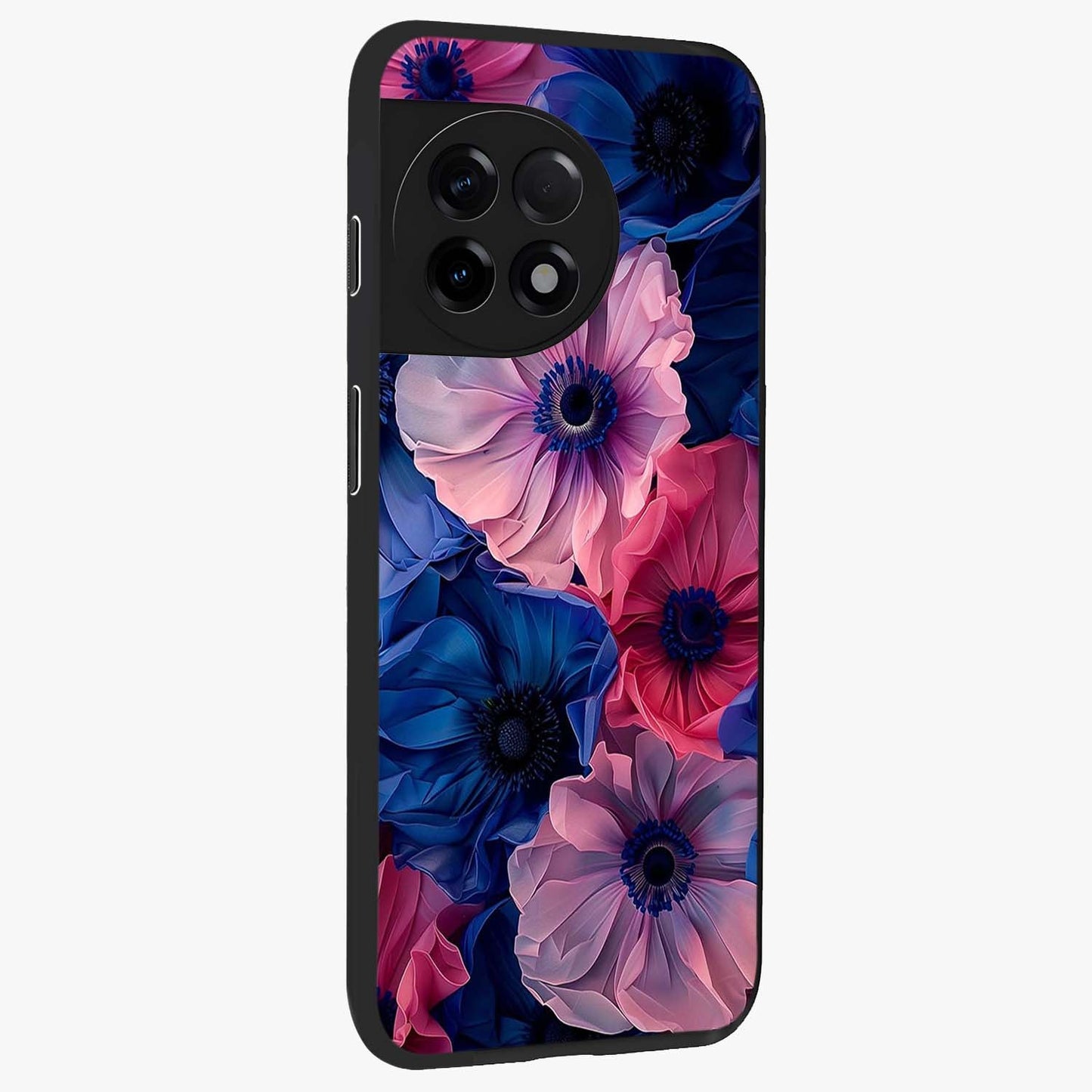 Flower Paper Art Pattern Glass Case for 1+11R side perspective highlighting intricate pattern design and premium build
