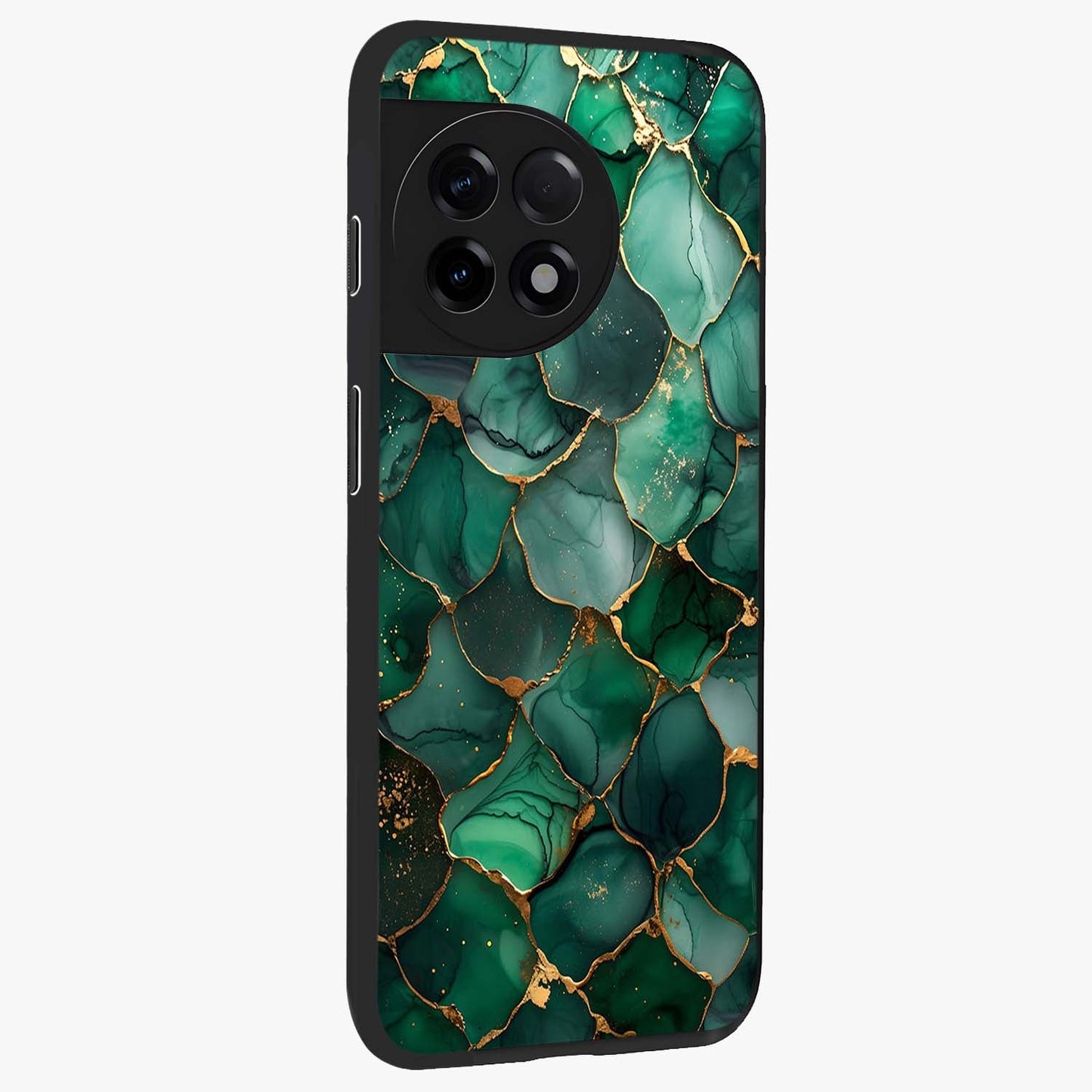 Geometric Polyester Pattern Glass Case for 1+11R side perspective highlighting sharp pattern textures and smooth premium build