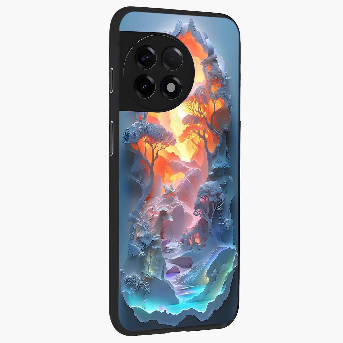 Glow Forest Portal Glass Case for 1+11R side perspective highlighting magical forest textures and premium build