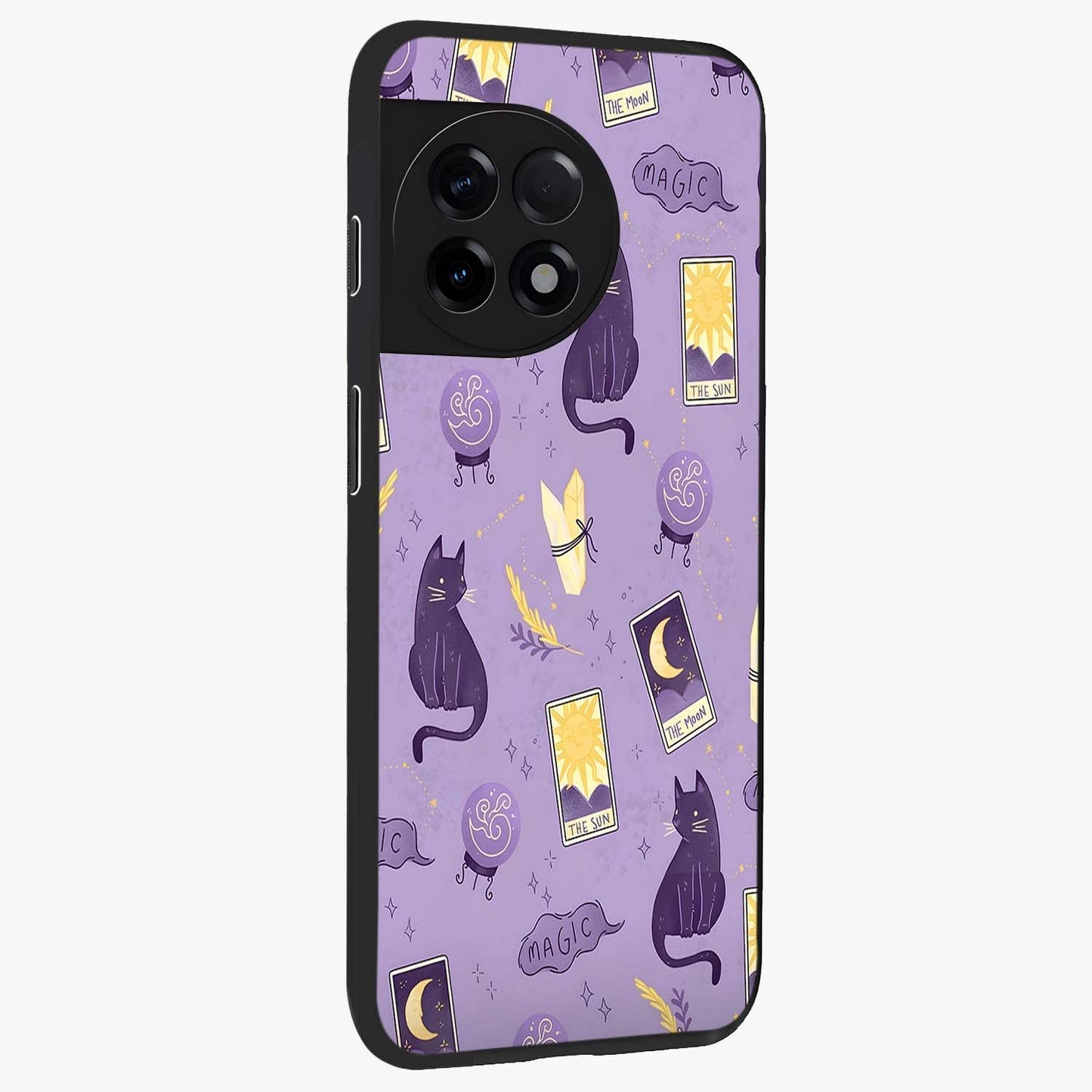 Humble Magic Cats Glass Case for 1+11R displayed upright for cute mystical visibility and premium finish.