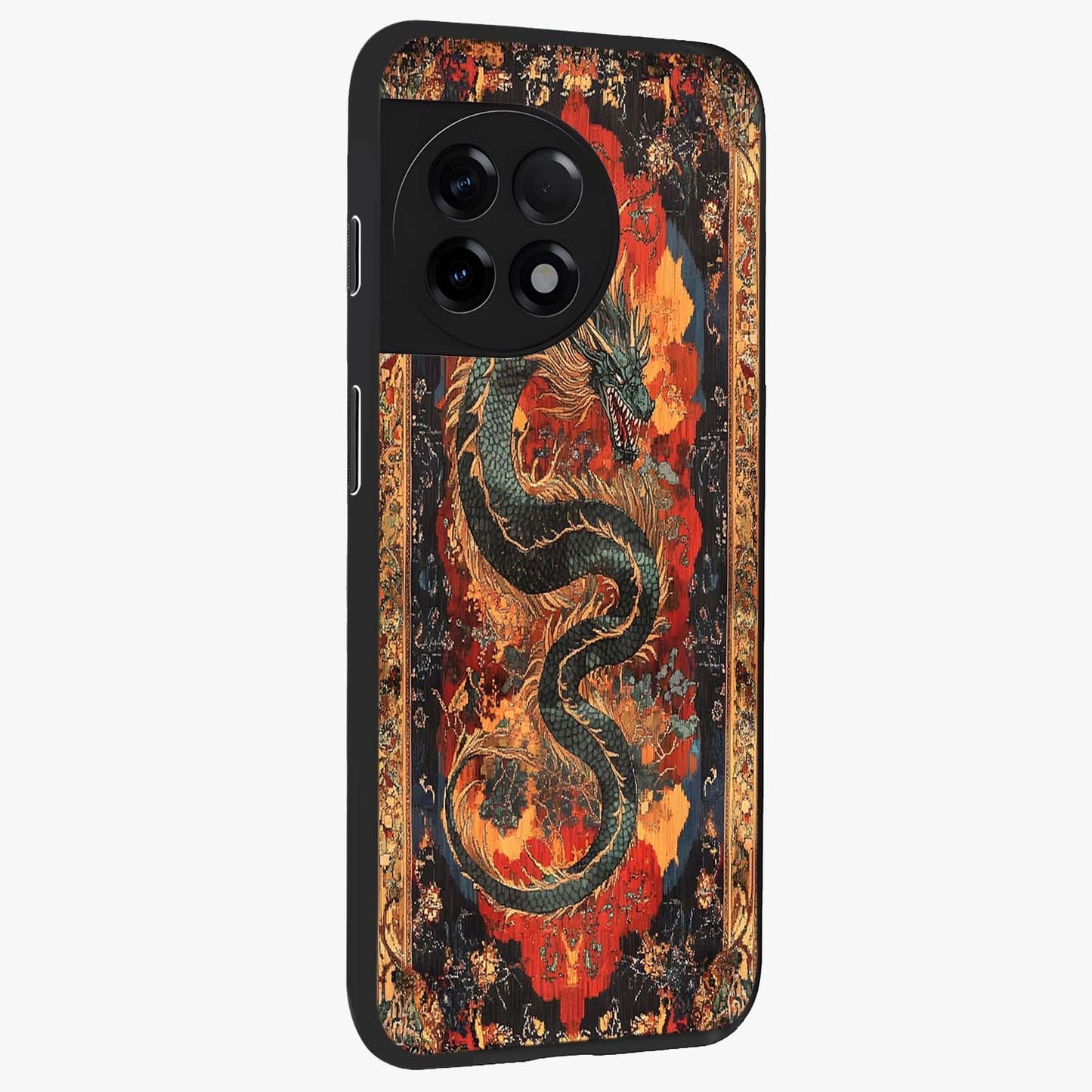 Inferno Dragon Soul Glass Case for 1+11R displayed upright for powerful mythical visibility and premium finish.