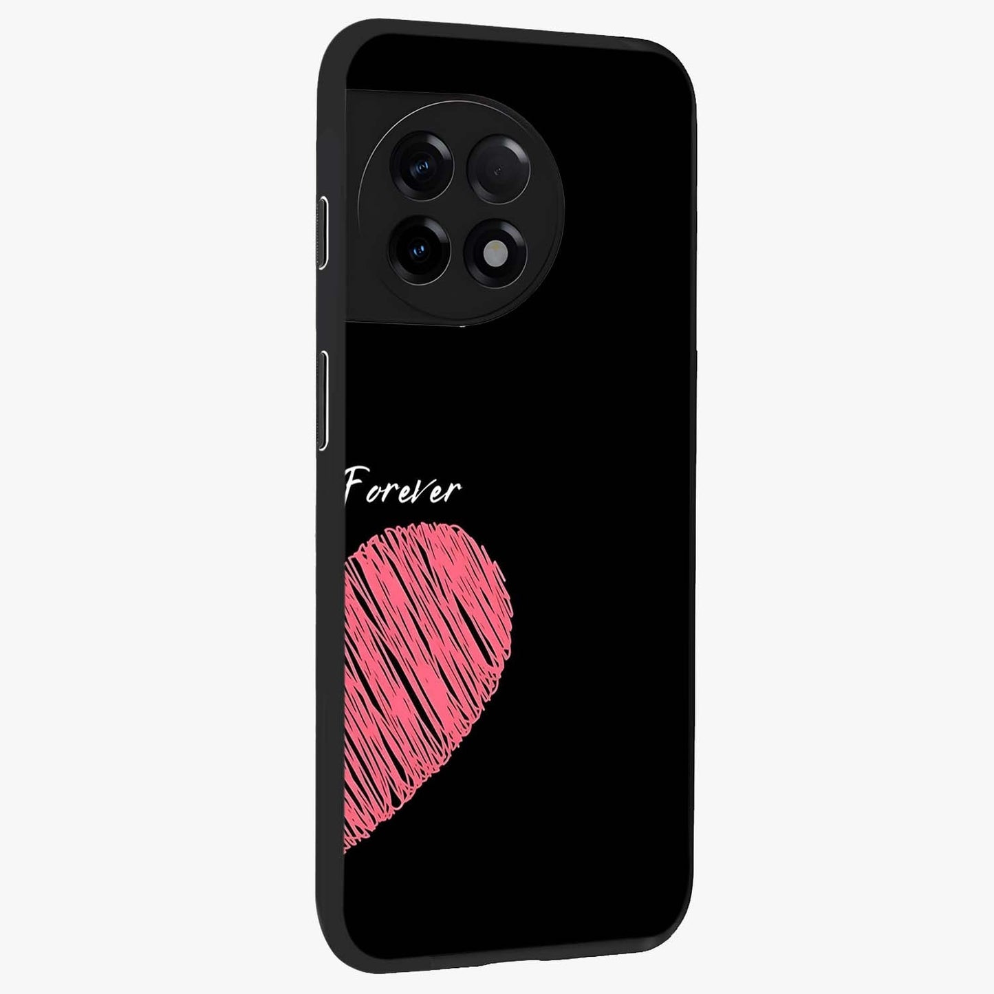 Love Forever Together Right Glass Case for 1+11R side perspective highlighting sweet illustration textures and premium edges