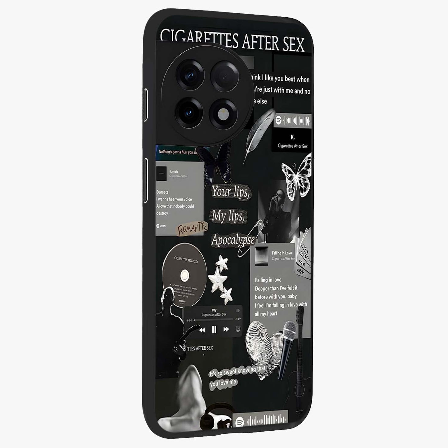 Midnight Love Glow Glass Case for 1+11R side perspective highlighting soft light textures and sleek build