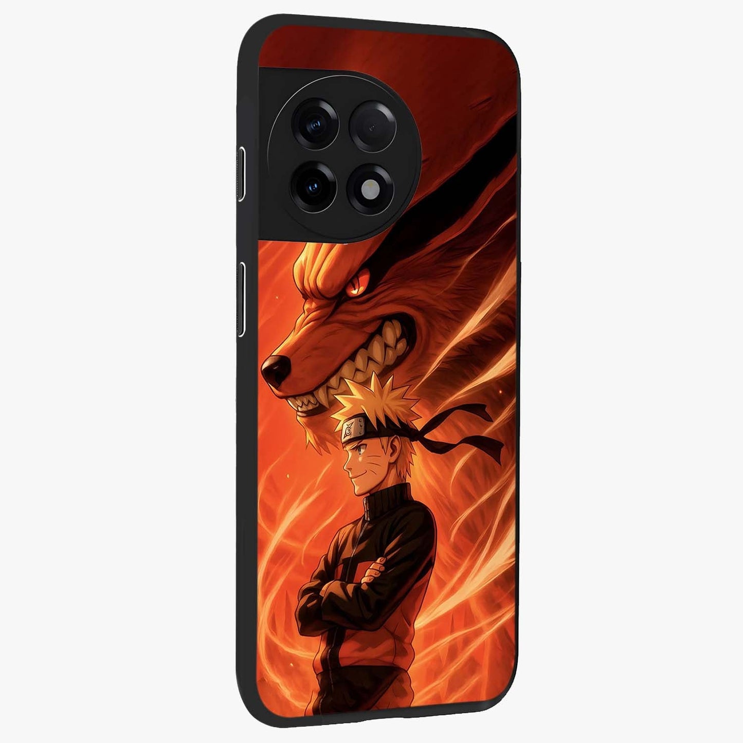 Nine Tails Legacy Glass Case for 1+11R side perspective highlighting detailed character textures and premium edges