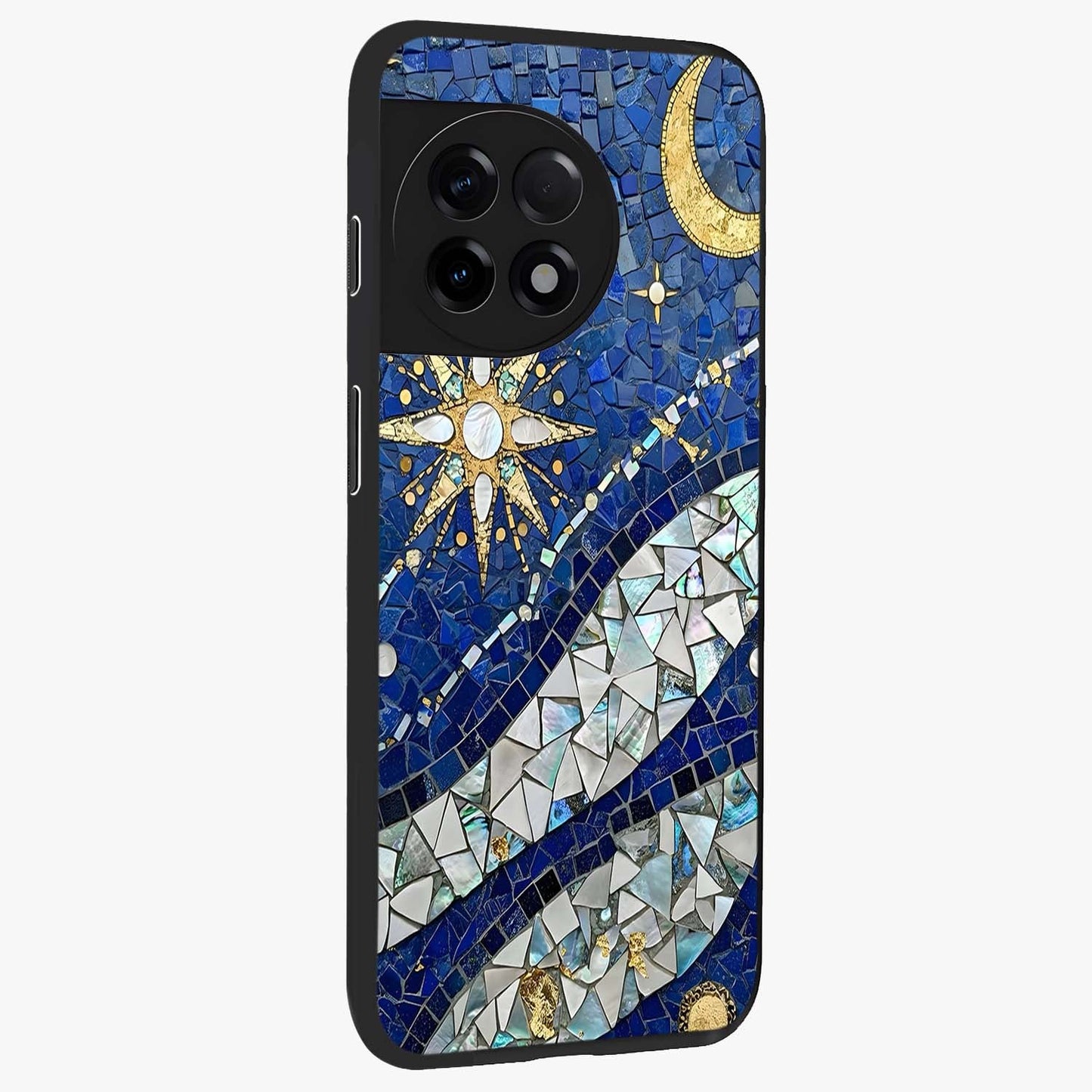 Serene Crane Flight Glass Case for 1+11R side perspective highlighting delicate feather textures and premium edges