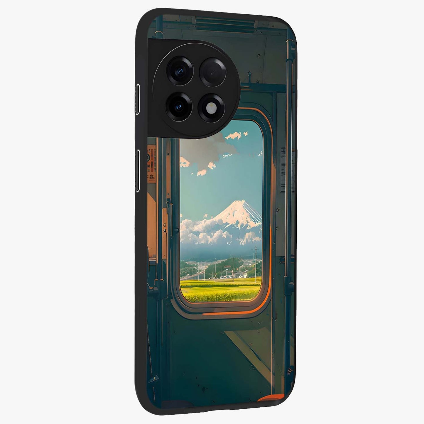 Window to Fuji Glass Case for 1+11R side perspective highlighting detailed horizon textures and smooth premium build