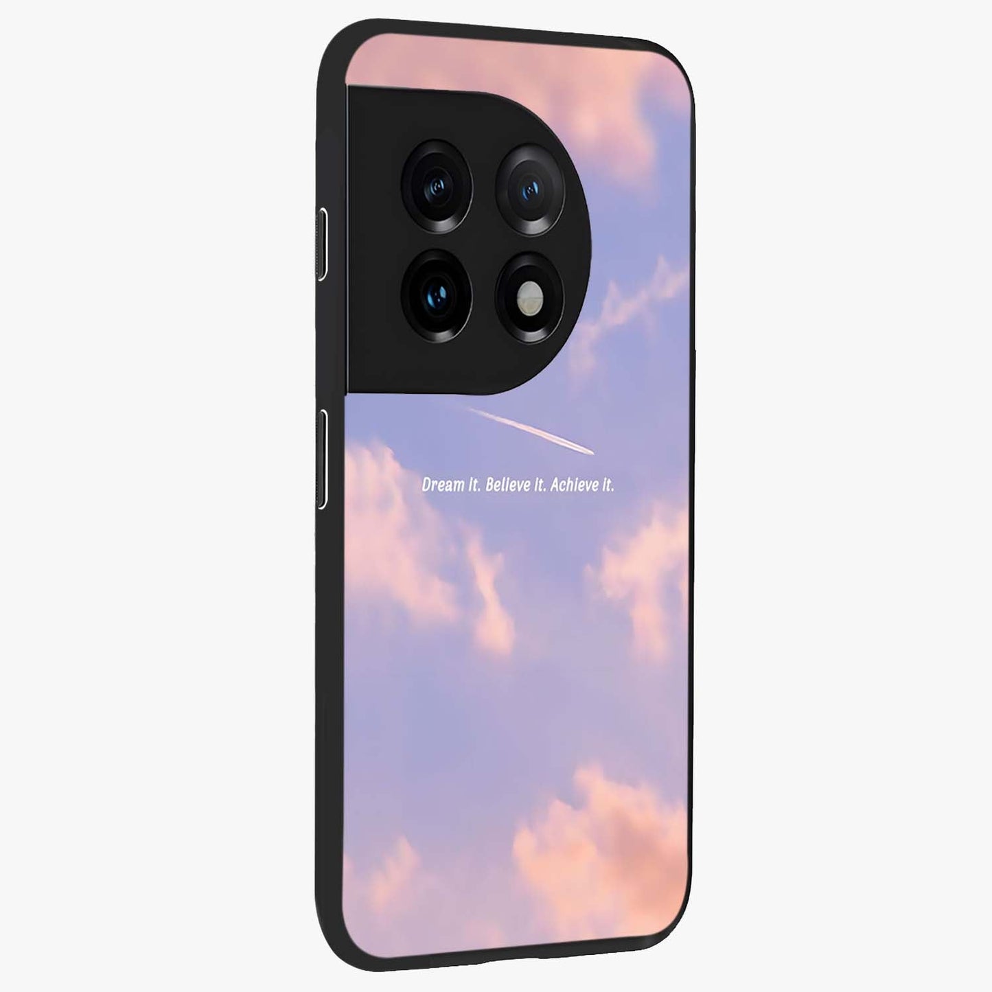 Aesthetic Clouds Dream Glass Case for 1+11 side perspective highlighting smooth edges and dreamy cloud details