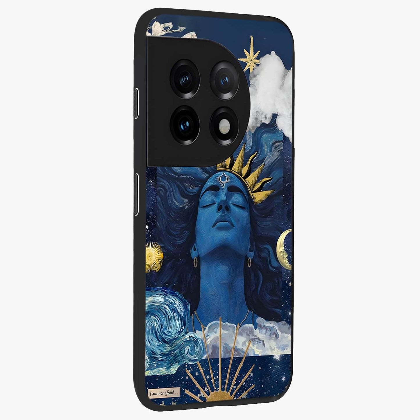 Aesthetic Lord Shiva Glass Case for 1+11 side perspective highlighting vibrant devotional illustration details