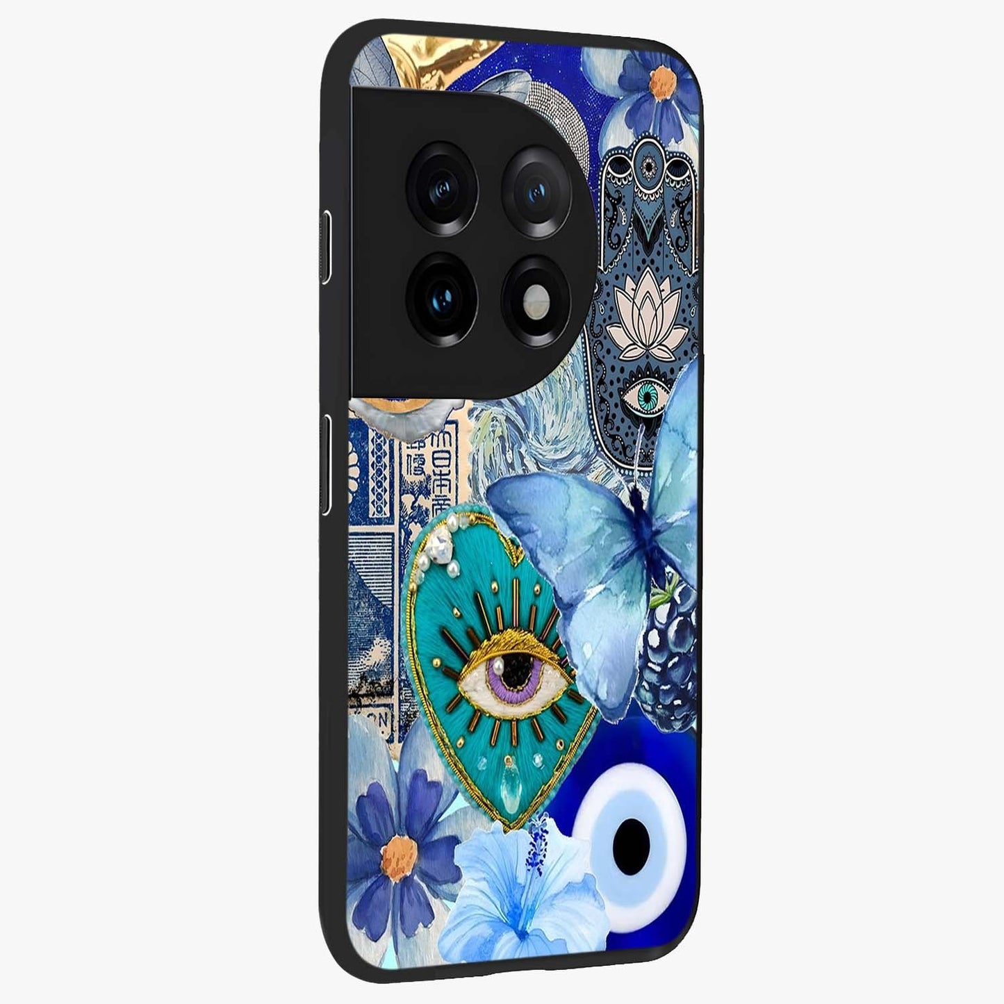Audrey Zivan Glass Case for 1+11 side perspective highlighting sleek build and premium print detailing