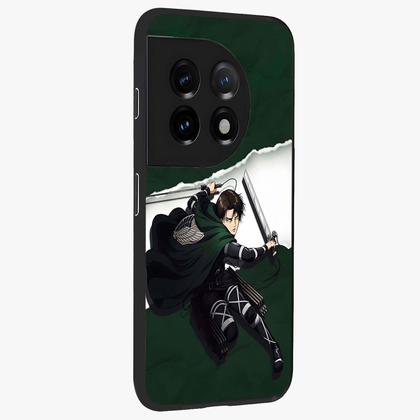 Emerald War Vanguard Glass Case for 1+11 side perspective highlighting dramatic textures and premium edges