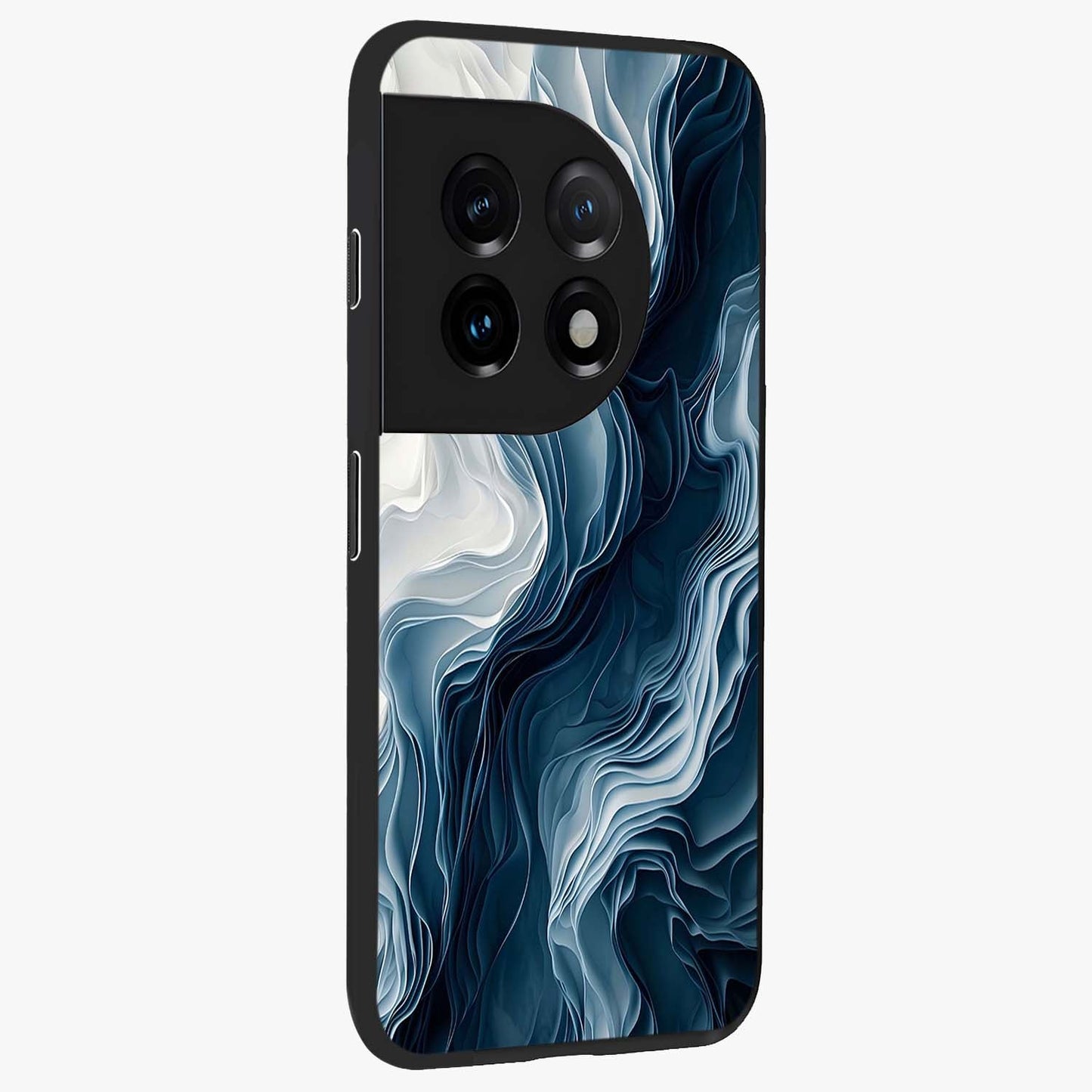 Ethereal Paper Marble Glass Case for 1+11 side perspective highlighting elegant marble detailing and premium build