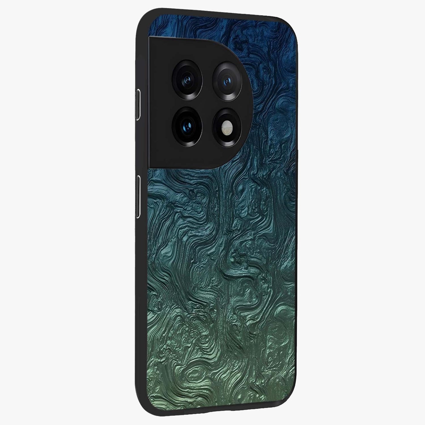 Marble Dream Blur Glass Case for 1+11 side perspective highlighting refined marble textures and premium edges