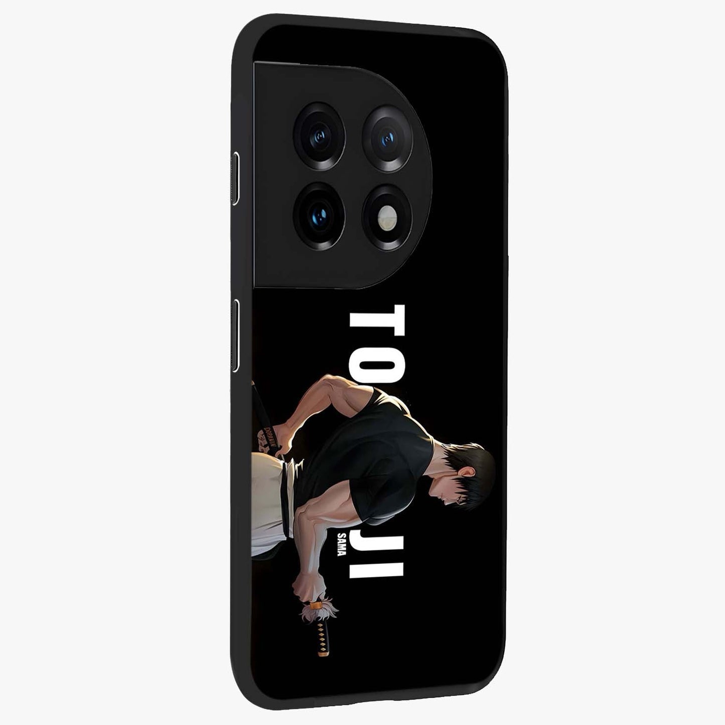 Midnight Blade Resolve Glass Case for 1+11 side perspective highlighting bold textures and sleek premium build