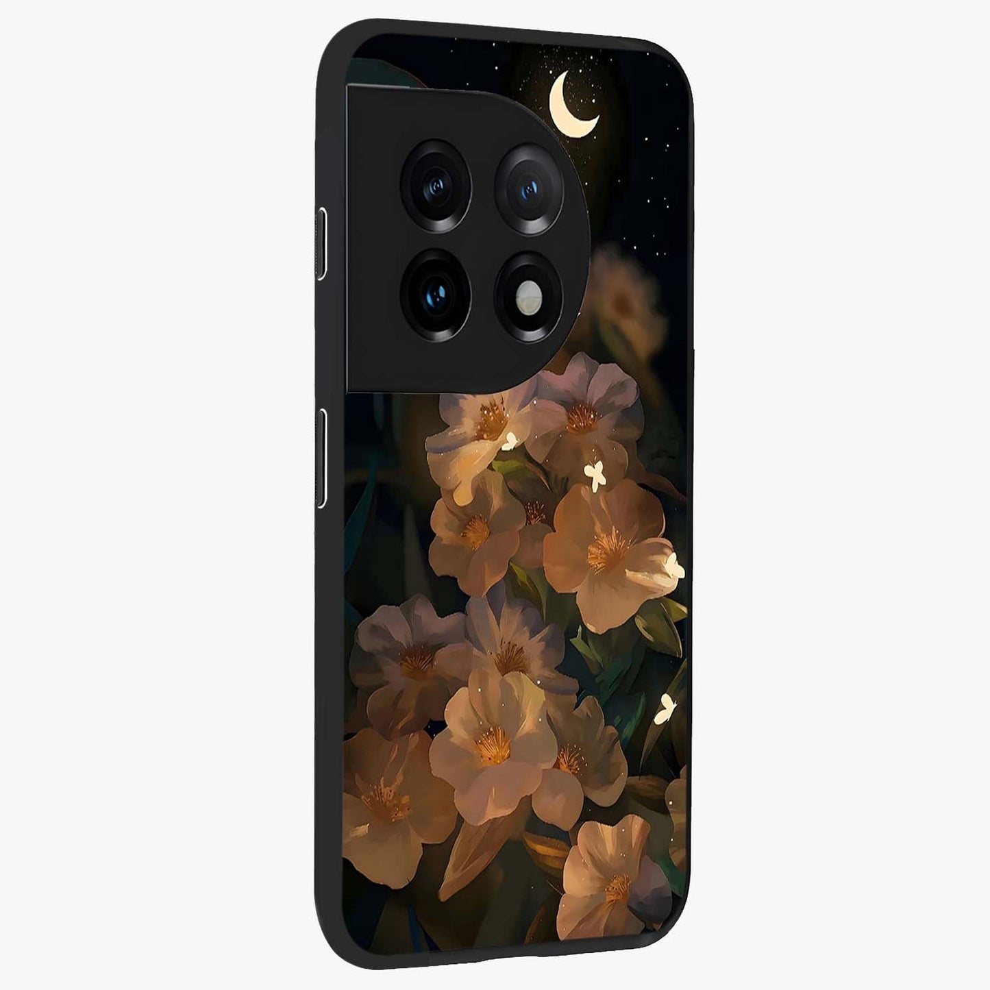 Midnight Bloom Trail Glass Case for 1+11 side perspective highlighting graceful detailing and smooth build
