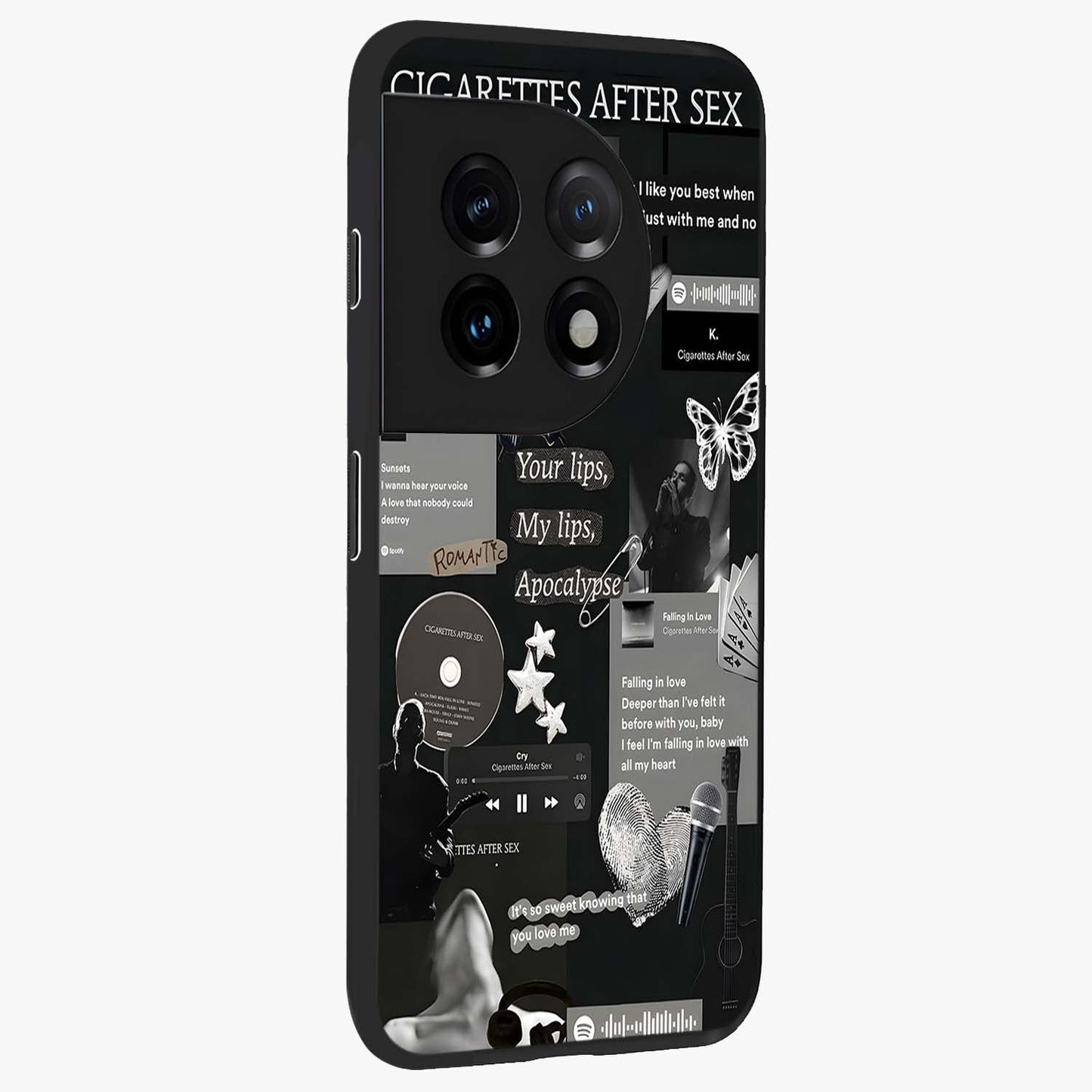 Midnight Love Glow Glass Case for 1+11 side perspective highlighting soft light textures and sleek build