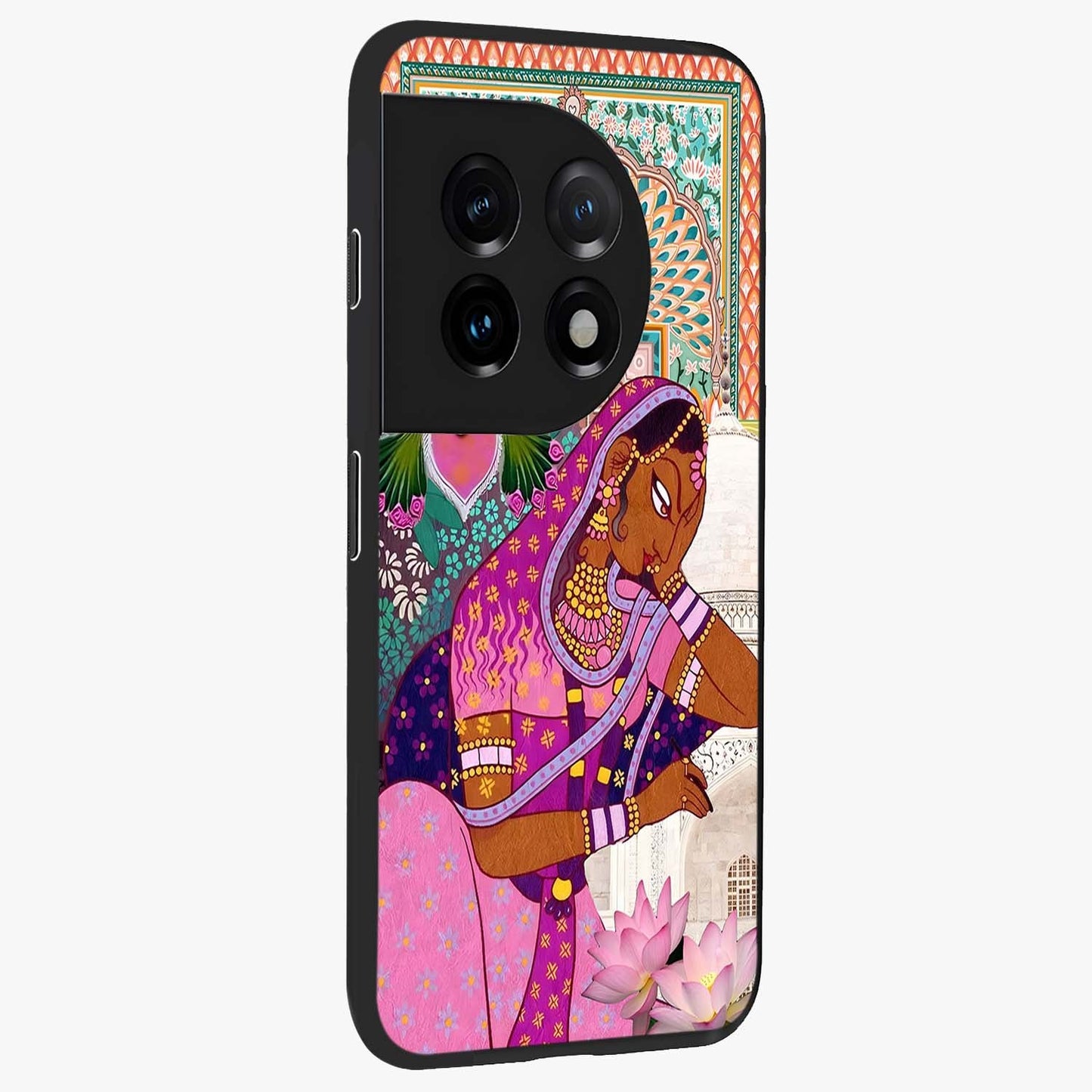 Royal Lotus Muse Glass Case for 1+11 side perspective highlighting serene textures and smooth build